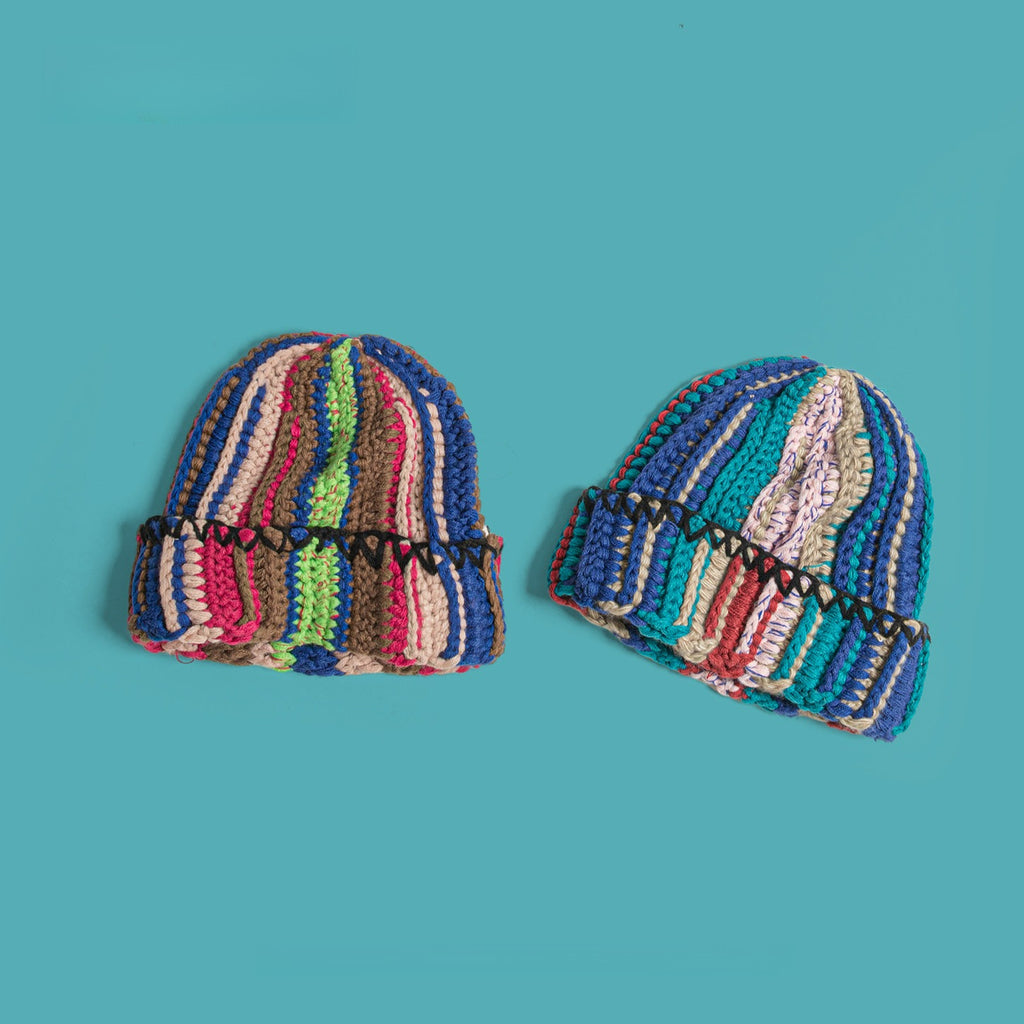 Thick Wool Striped Hip-hop Street Hat