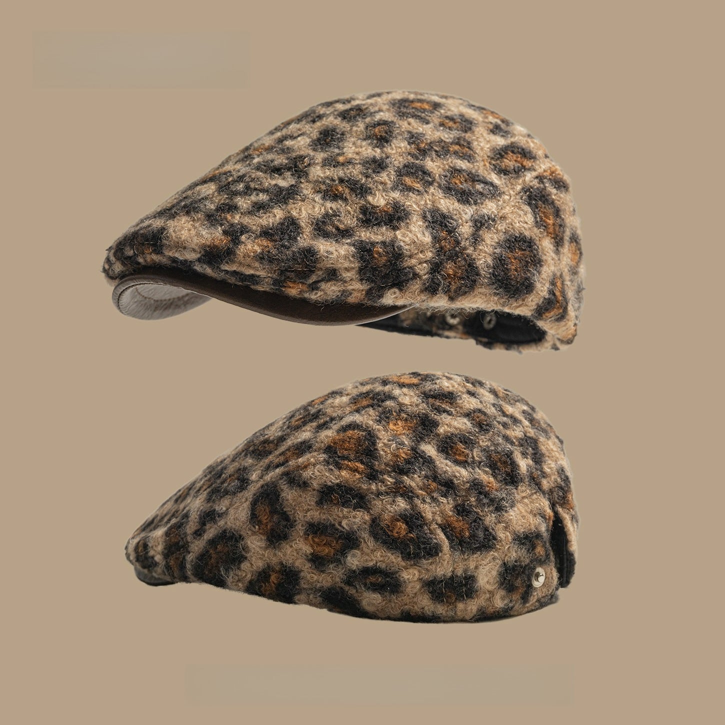 Retro Leopard Print Beret Hat