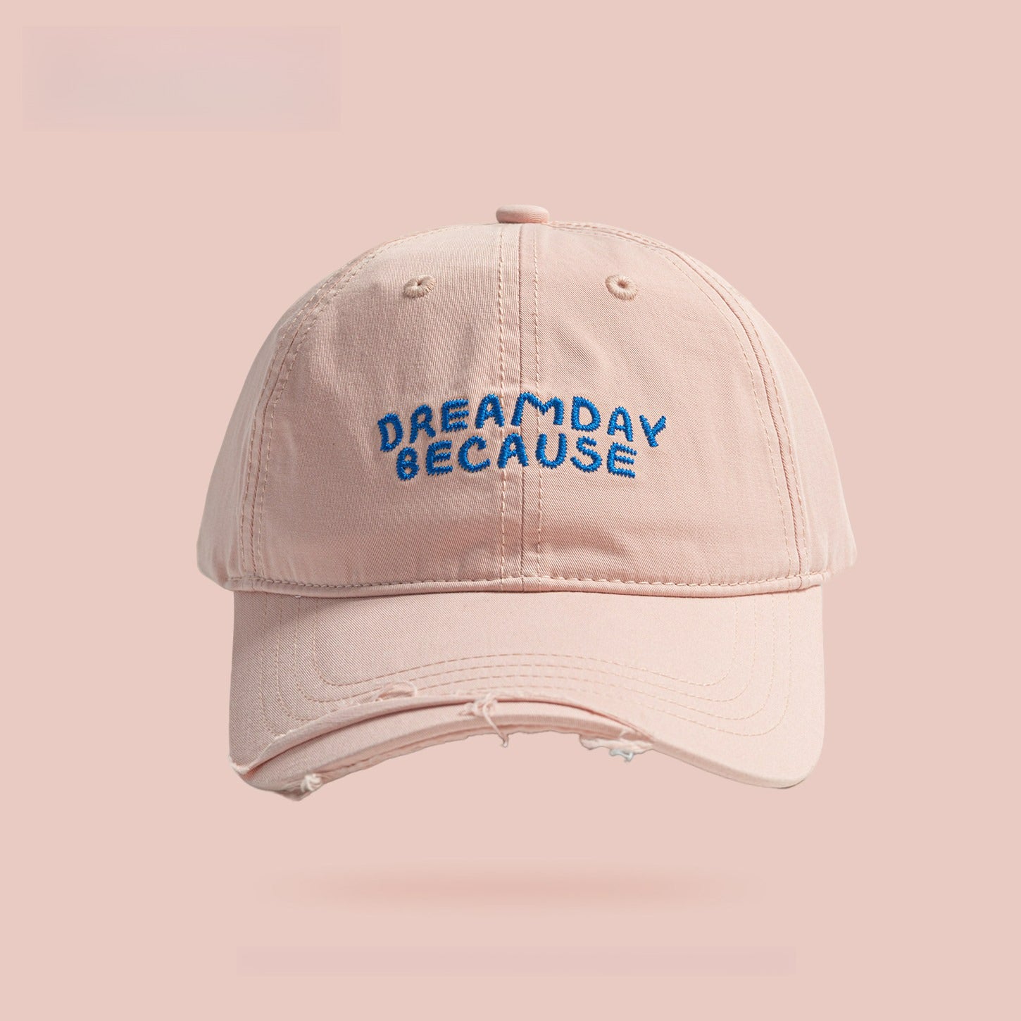 DREAMDAY BECAUSE | Retro Alphabet Embroidery Ripped Baseball Cap