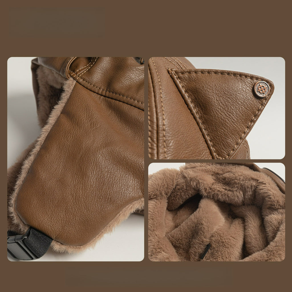 Pu Leather Cat Ear Sunglasses Trendy Cool Pilot Hat