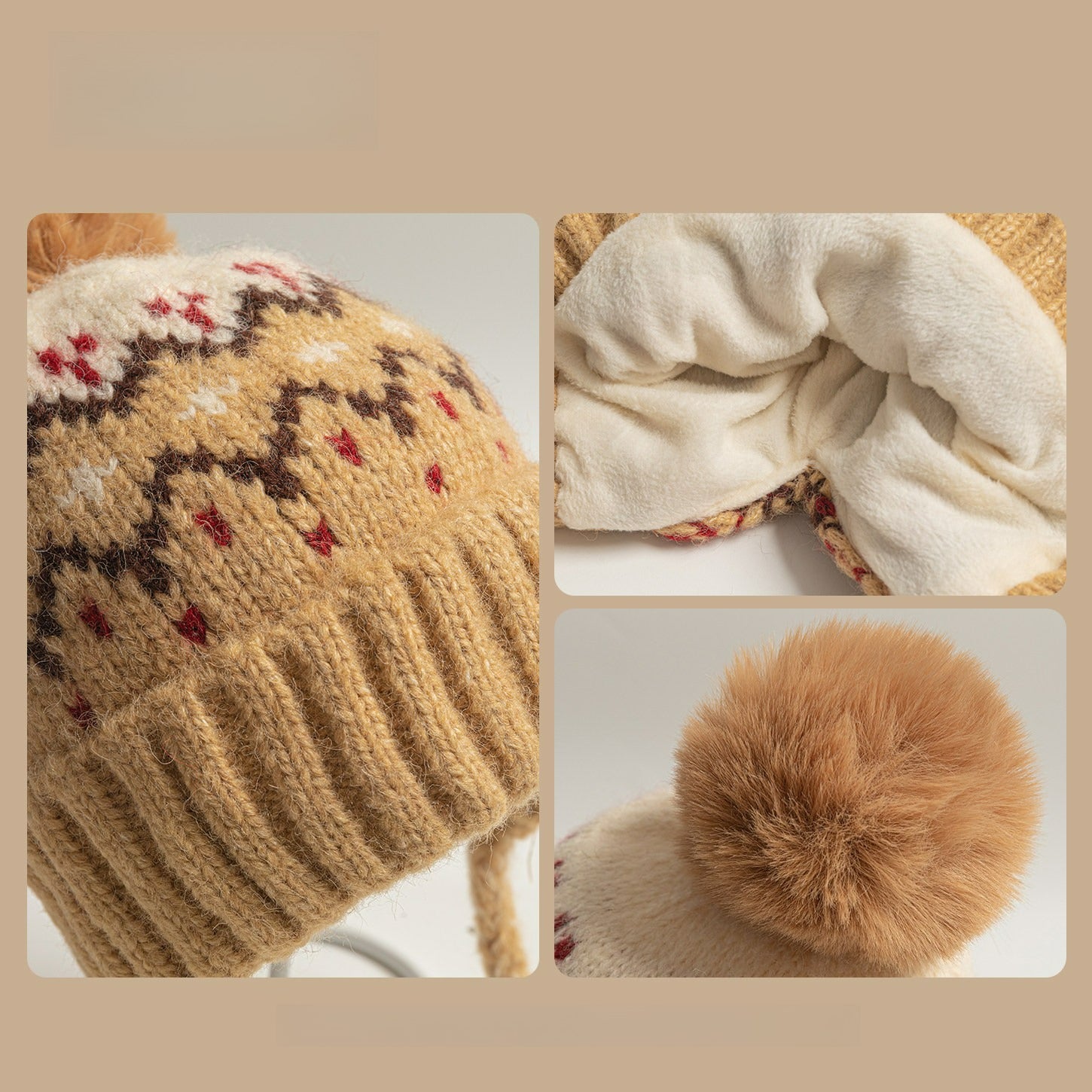 Jacquard Wool Windproof Ear Protection Knitted Hat