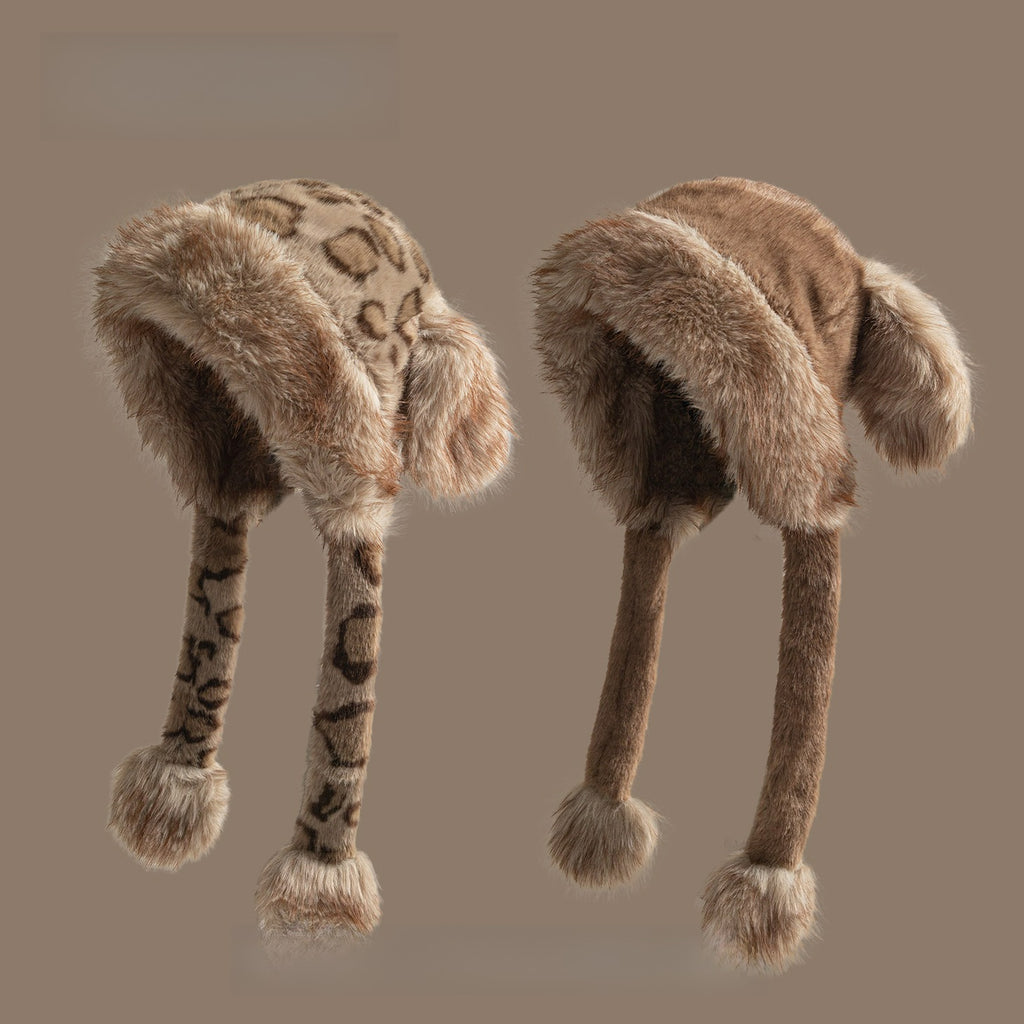 Leopard Print Cute Ears Plush Hat