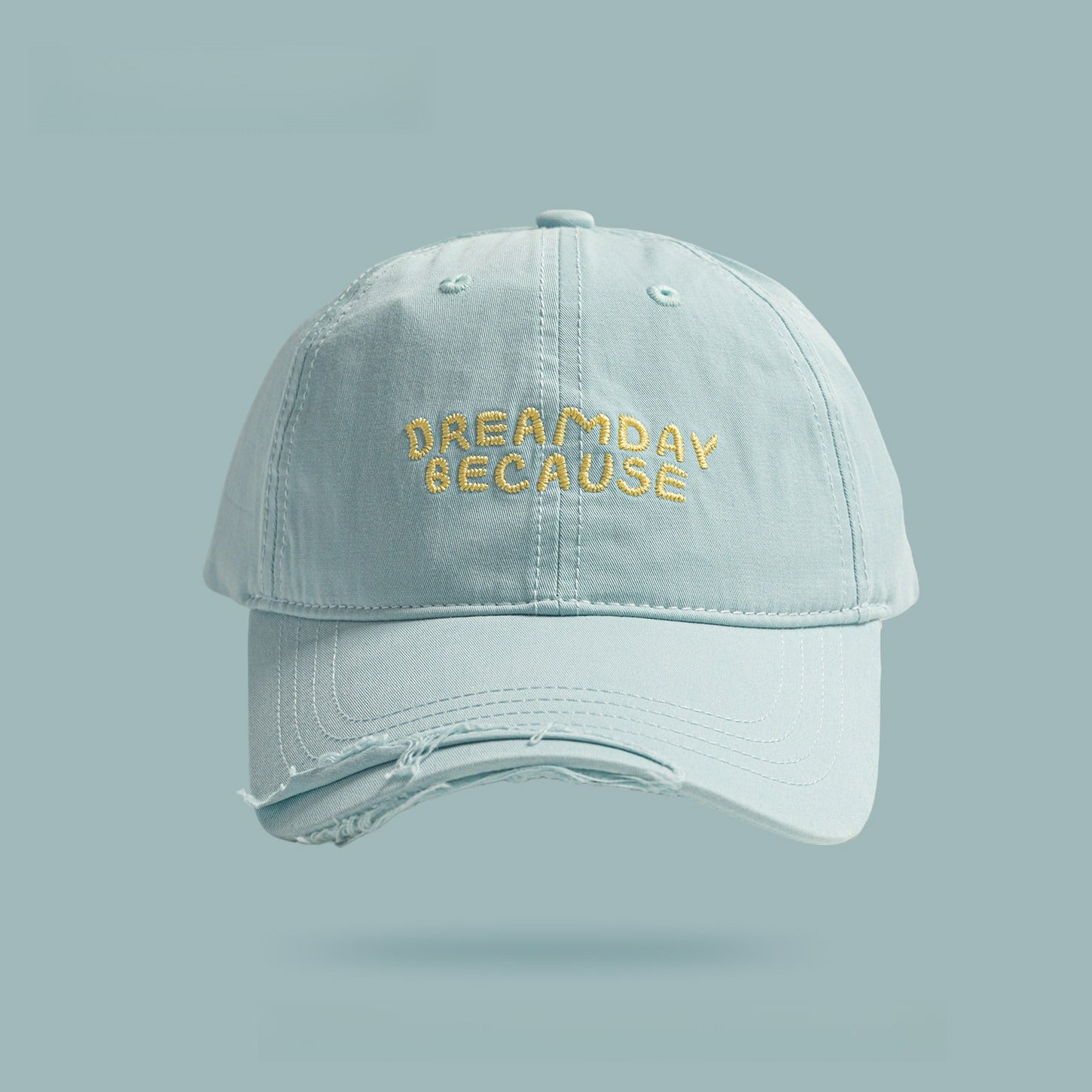 DREAMDAY BECAUSE | Retro Alphabet Embroidery Ripped Baseball Cap