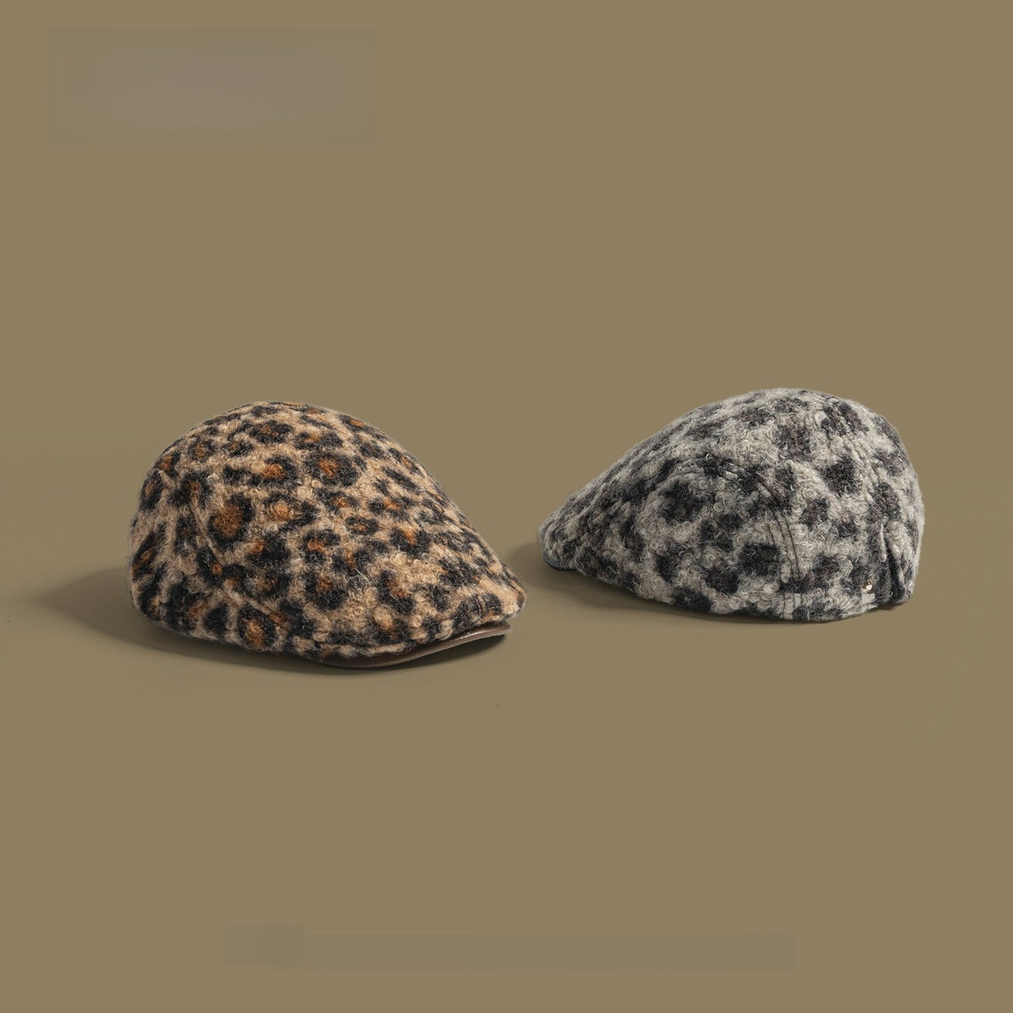 Retro Leopard Print Beret Hat