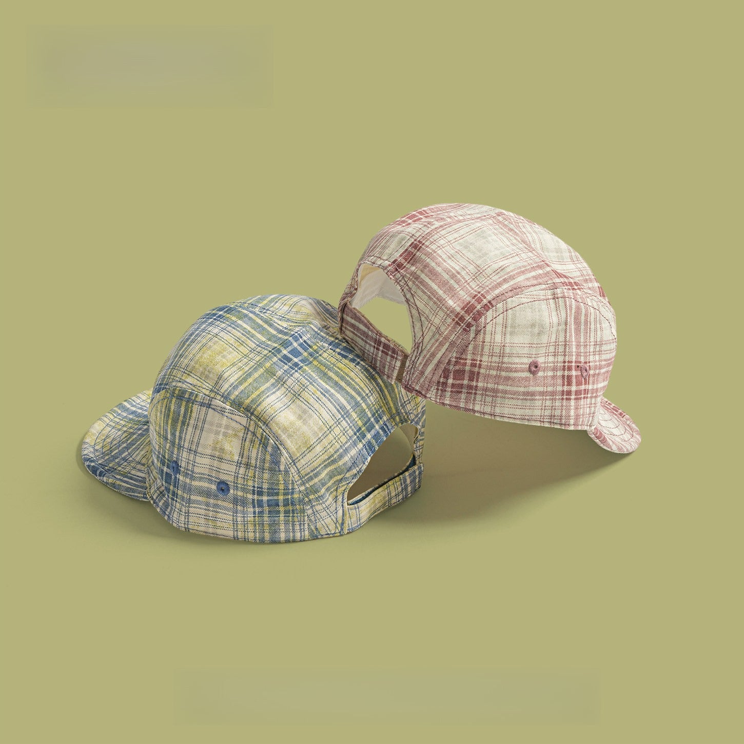 Soft-brimmed Retro Plaid Baseball Cap