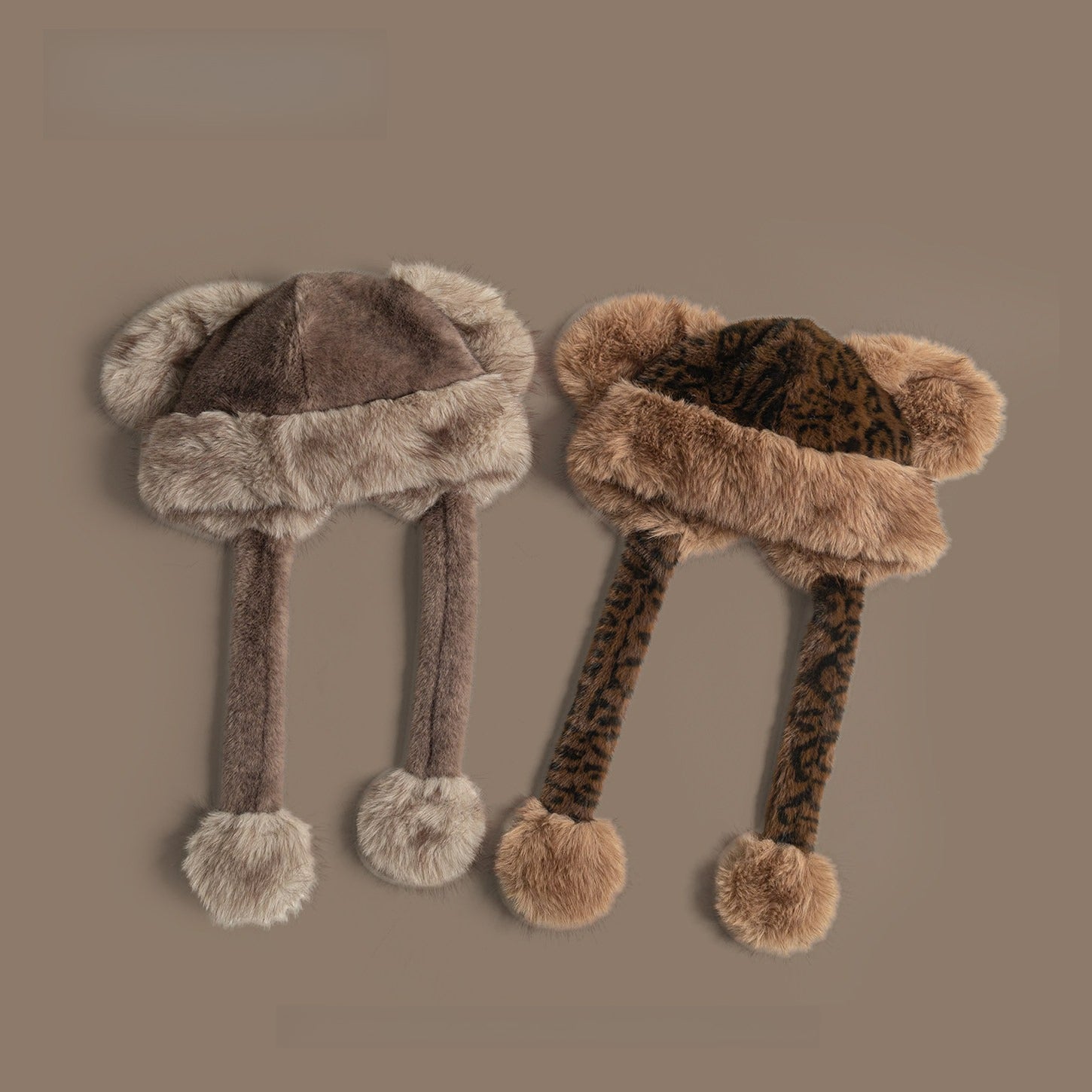 Leopard Print Cute Ears Plush Hat