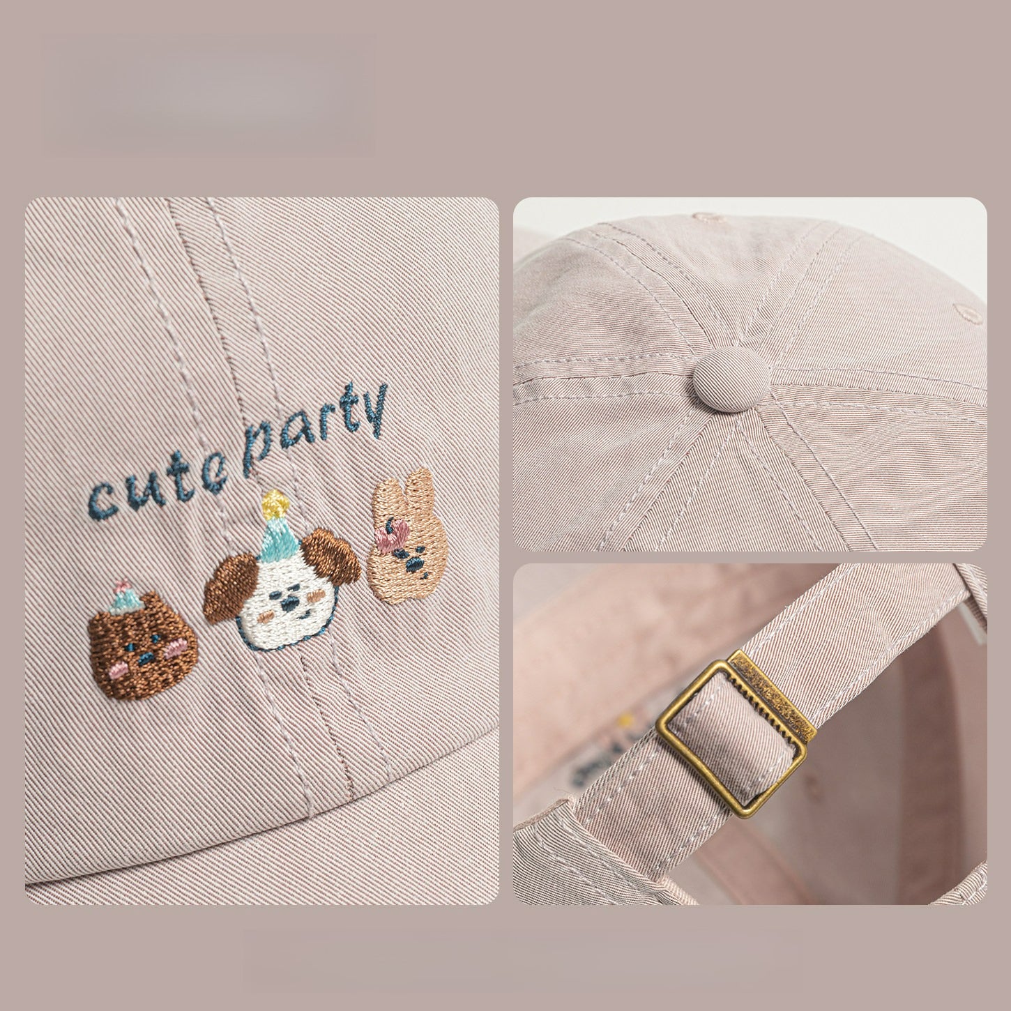 Cute Cat and Dog Embroidered Baseball Cap