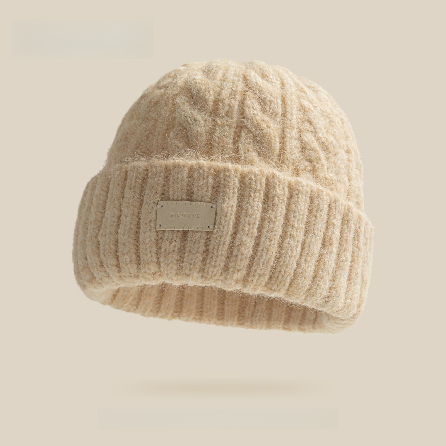 Fashionable Leather Label Wool Hat