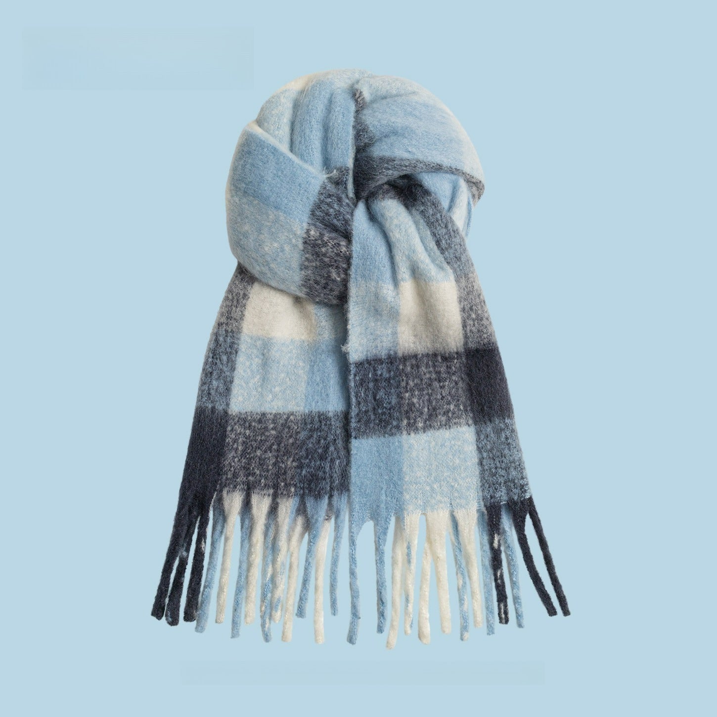 Contrasting Color Mohair Scarf
