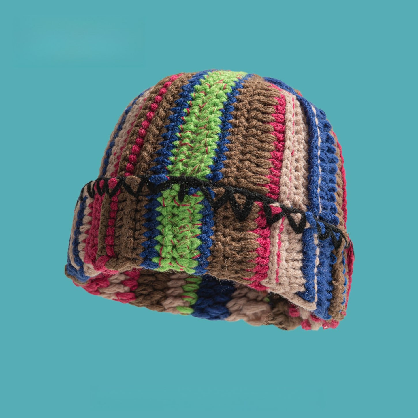 Thick Wool Striped Hip-hop Street Hat