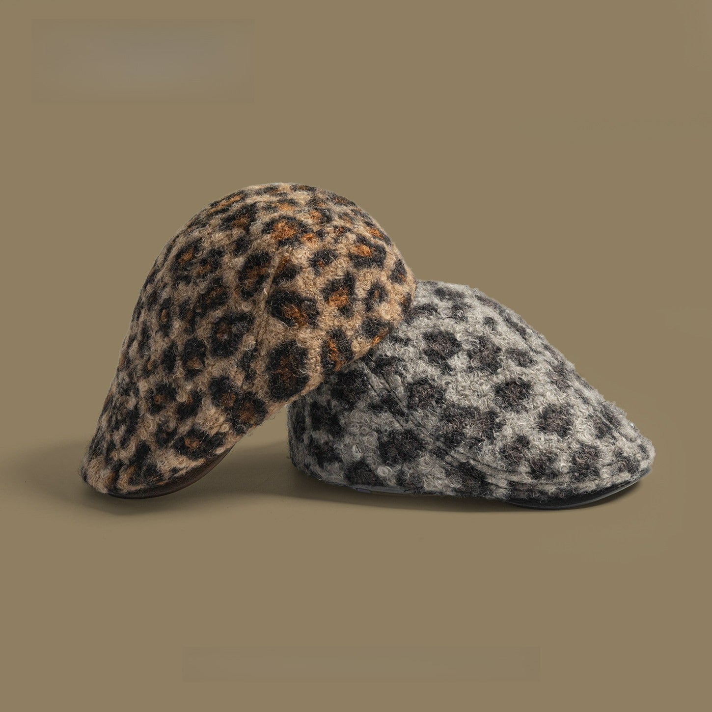 Retro Leopard Print Beret Hat