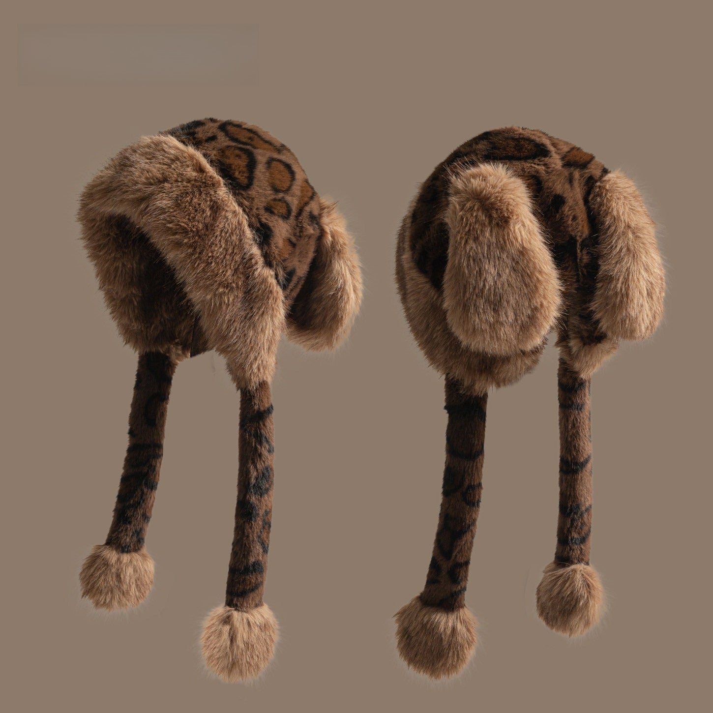 Leopard Print Cute Ears Plush Hat