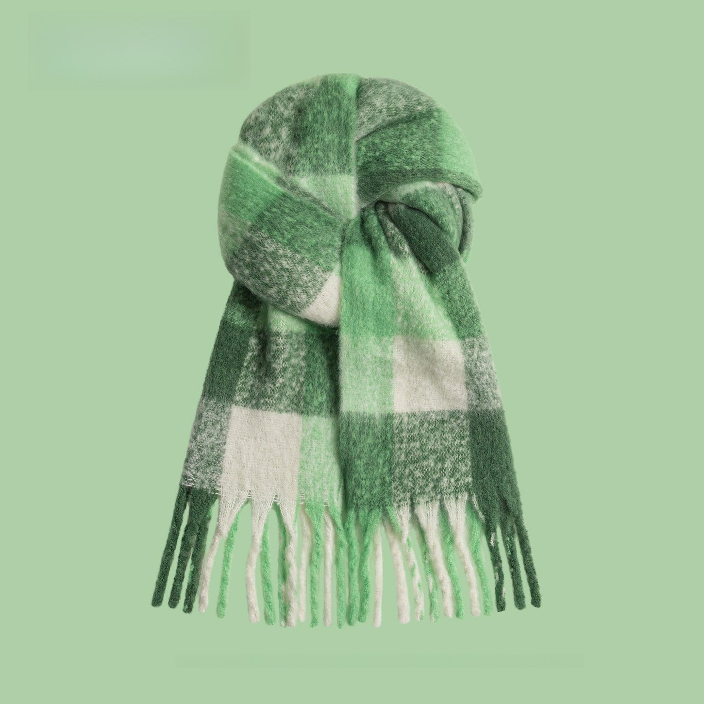 Contrasting Color Mohair Scarf