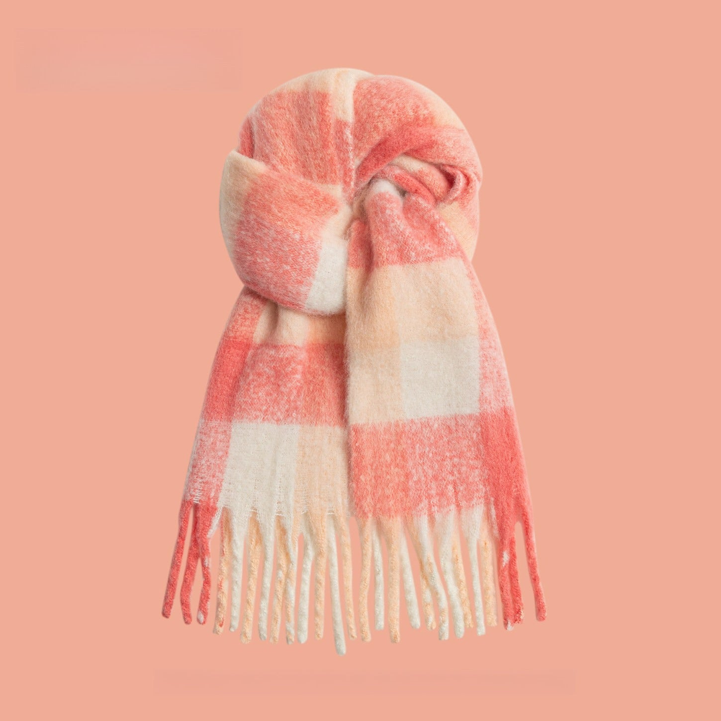 Contrasting Color Mohair Scarf