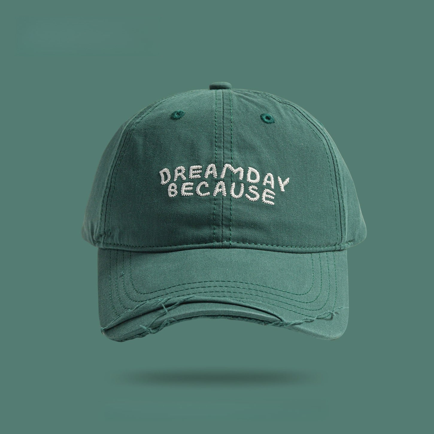 DREAMDAY BECAUSE | Retro Alphabet Embroidery Ripped Baseball Cap