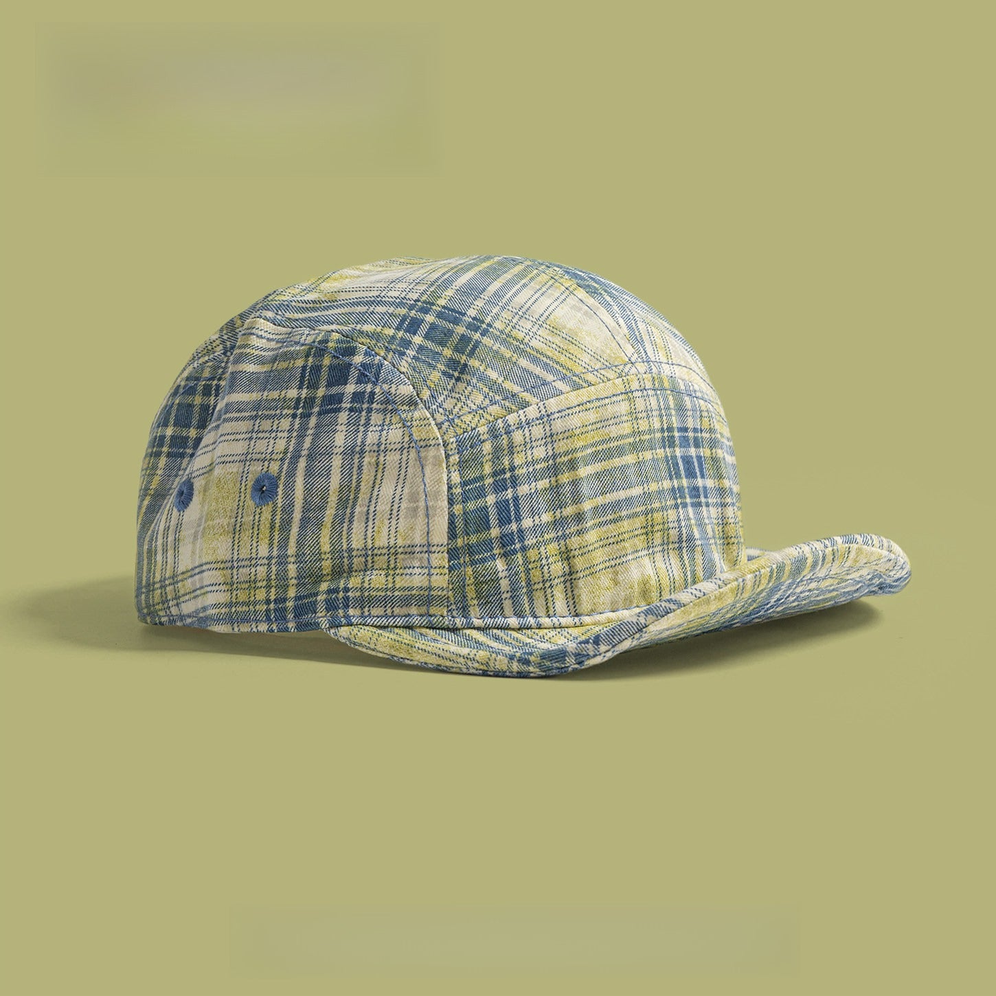 Soft-brimmed Retro Plaid Baseball Cap