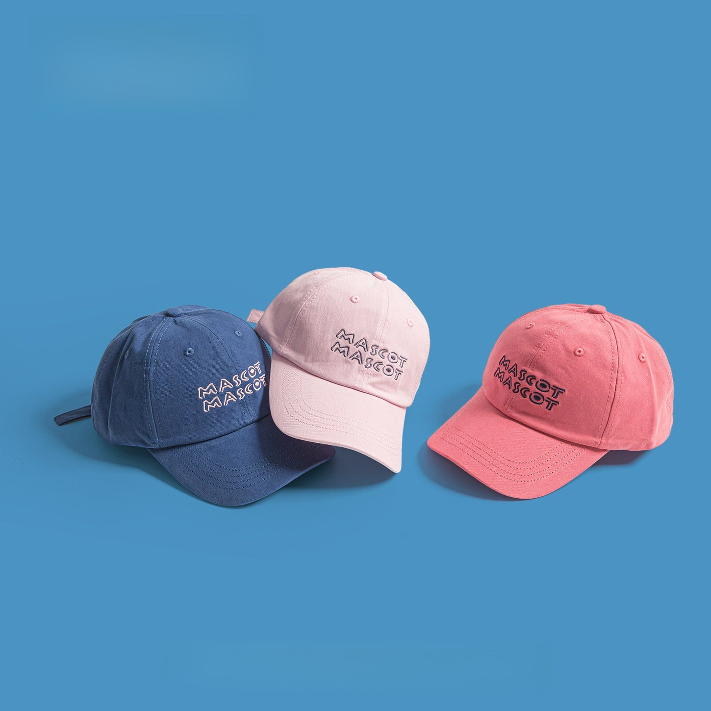 MASCOT | Letter Embroidered Solid Baseball Cap