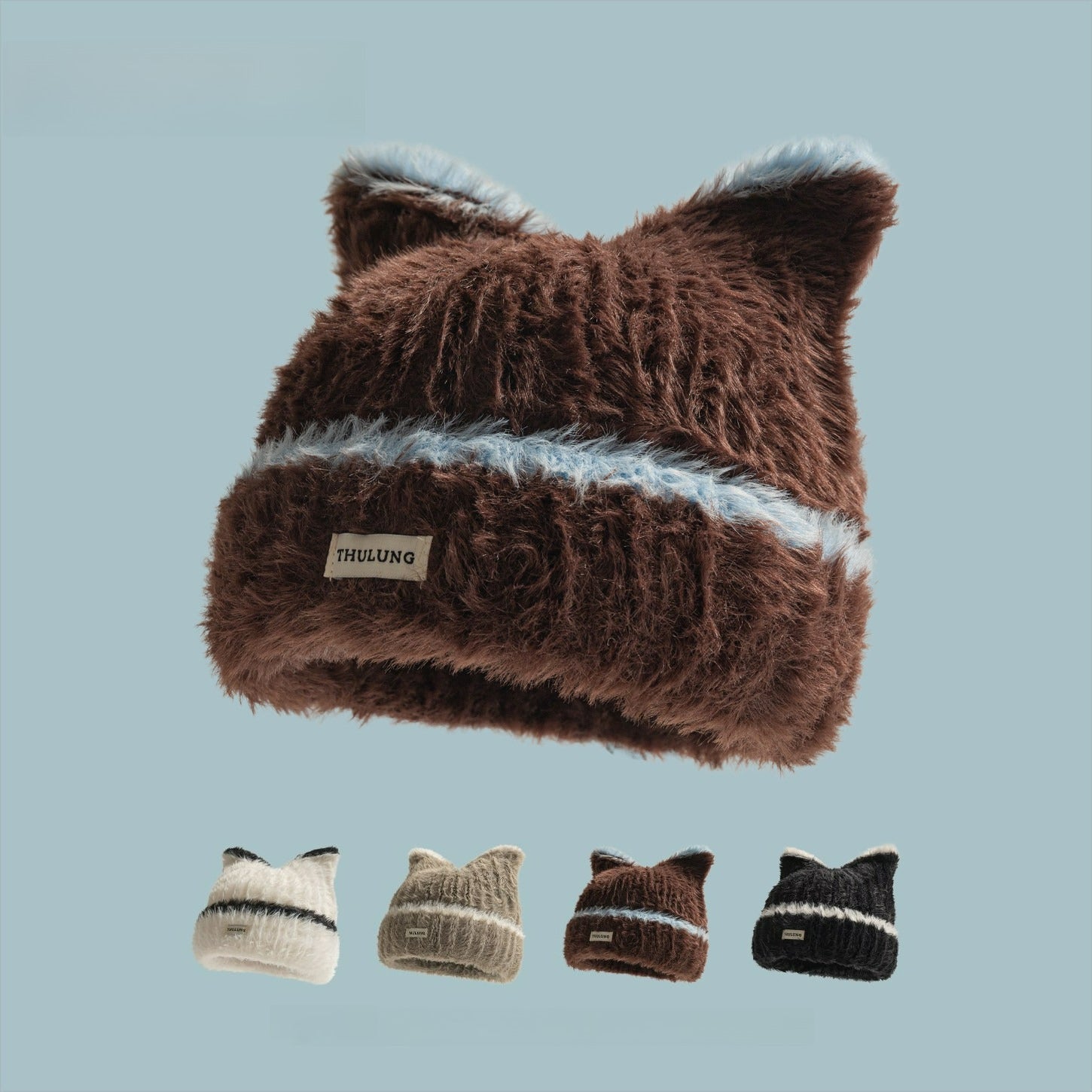 Cute Cat Ears Plush Knitted Hat