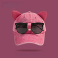 Cat Ears Sunglasses Pink Baseball Cap