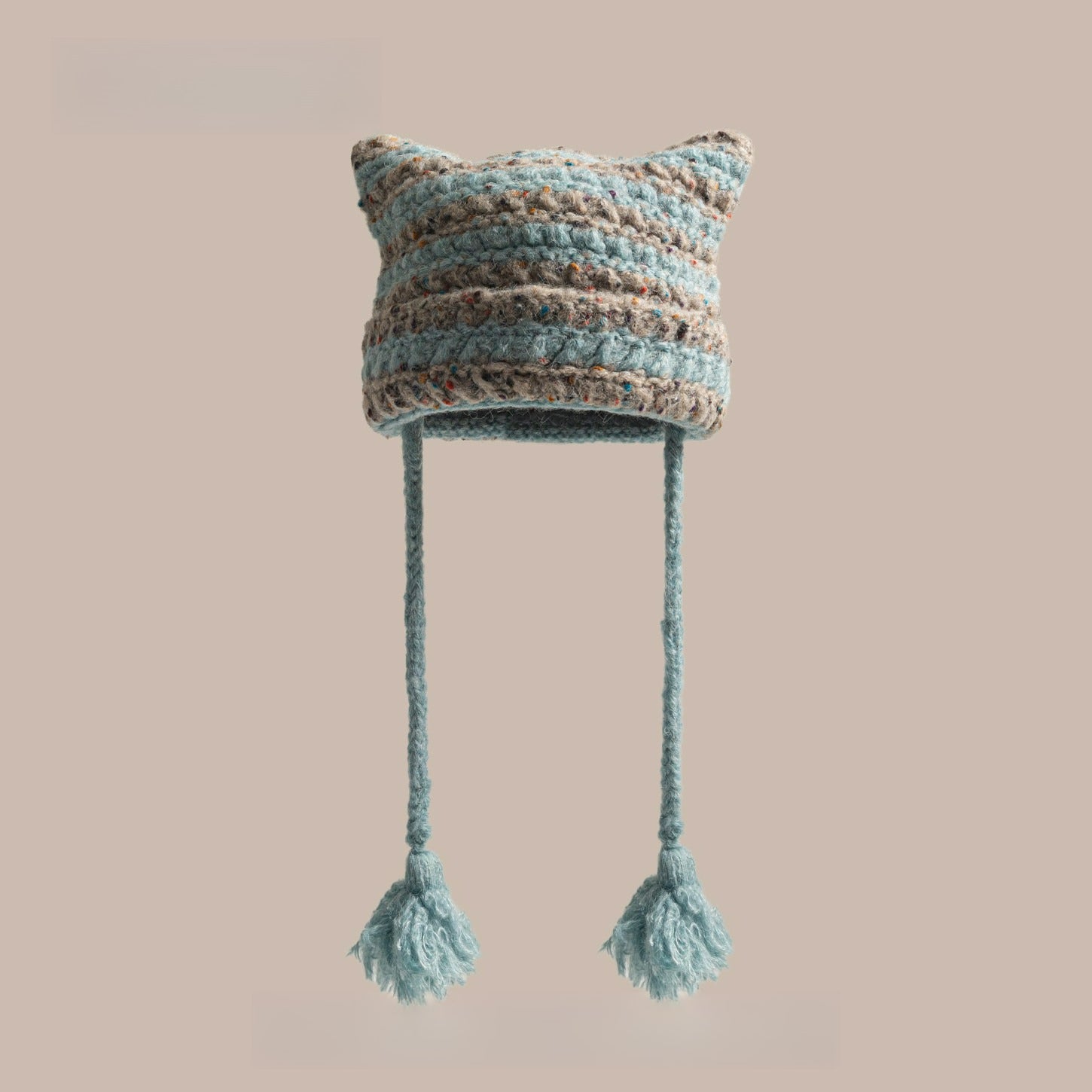 Cute Cat Ear Striped Knitted Hat
