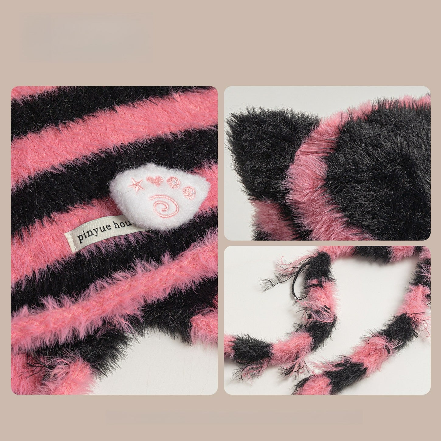 Cute Striped Cat Ear Hat