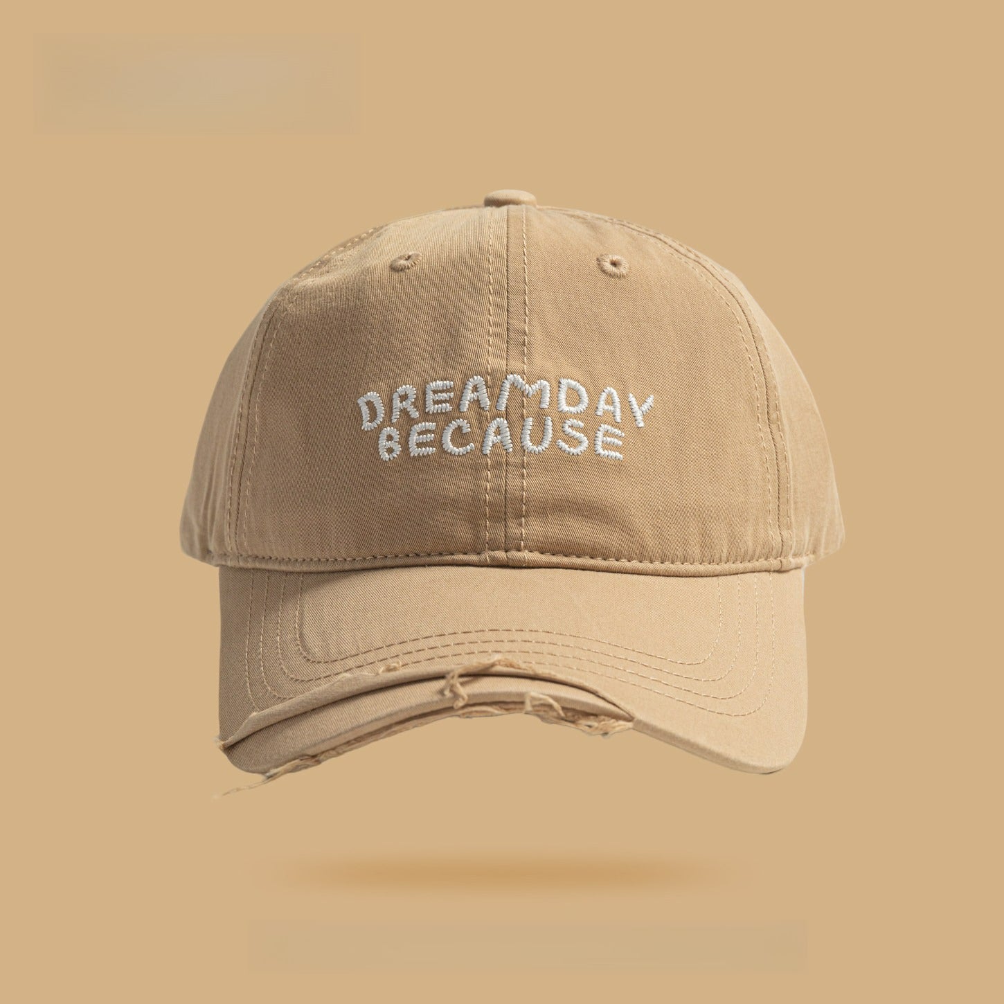 DREAMDAY BECAUSE | Retro Alphabet Embroidery Ripped Baseball Cap