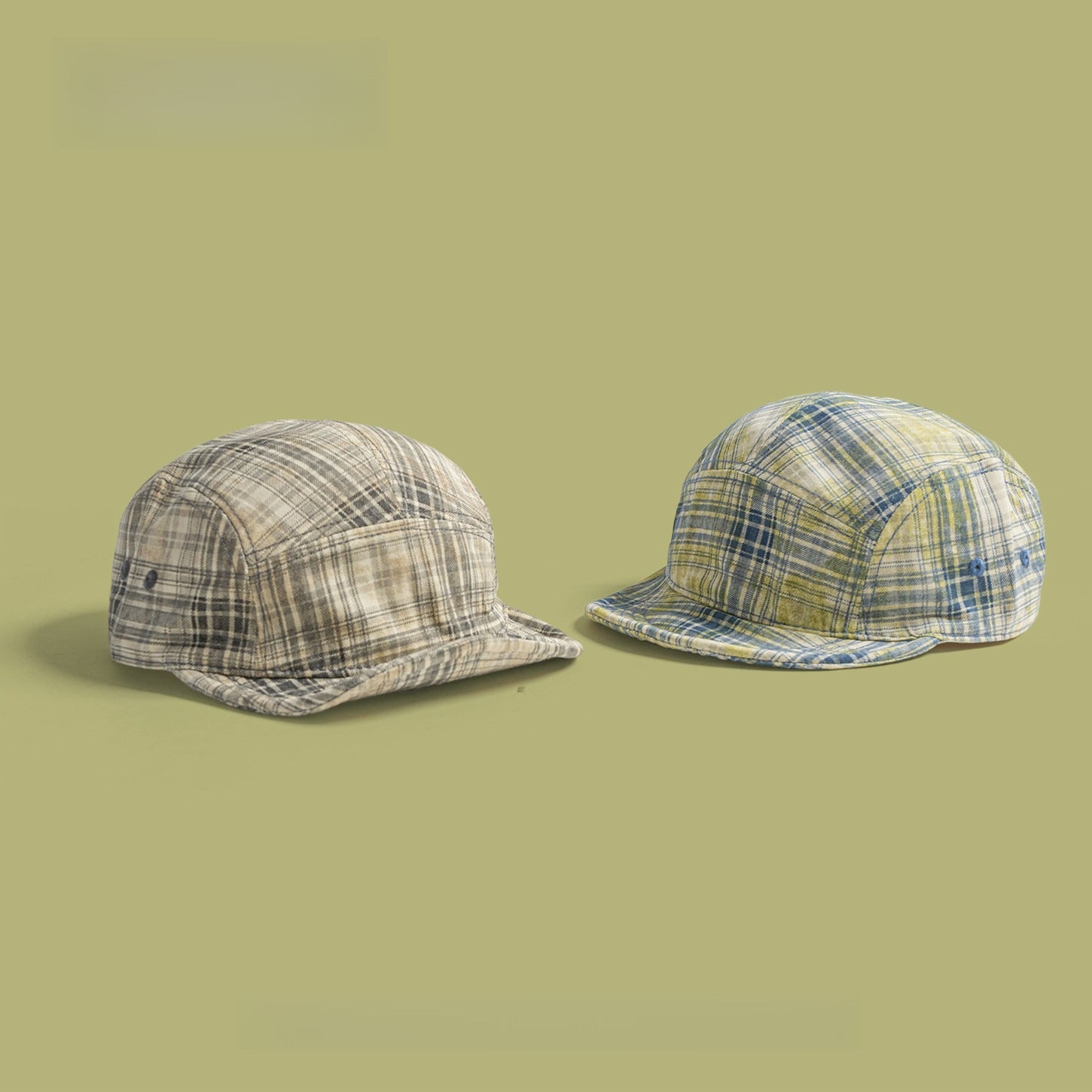 Soft-brimmed Retro Plaid Baseball Cap