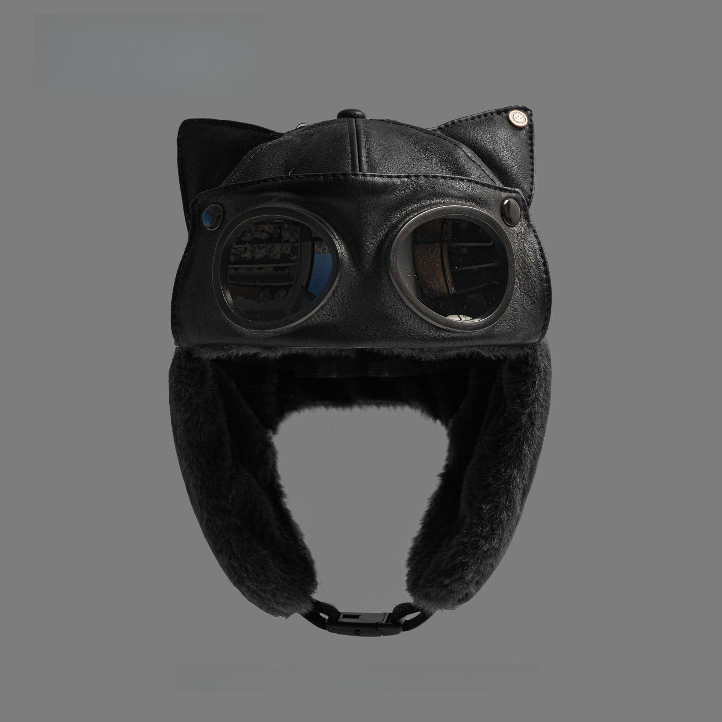 Pu Leather Cat Ear Sunglasses Trendy Cool Pilot Hat