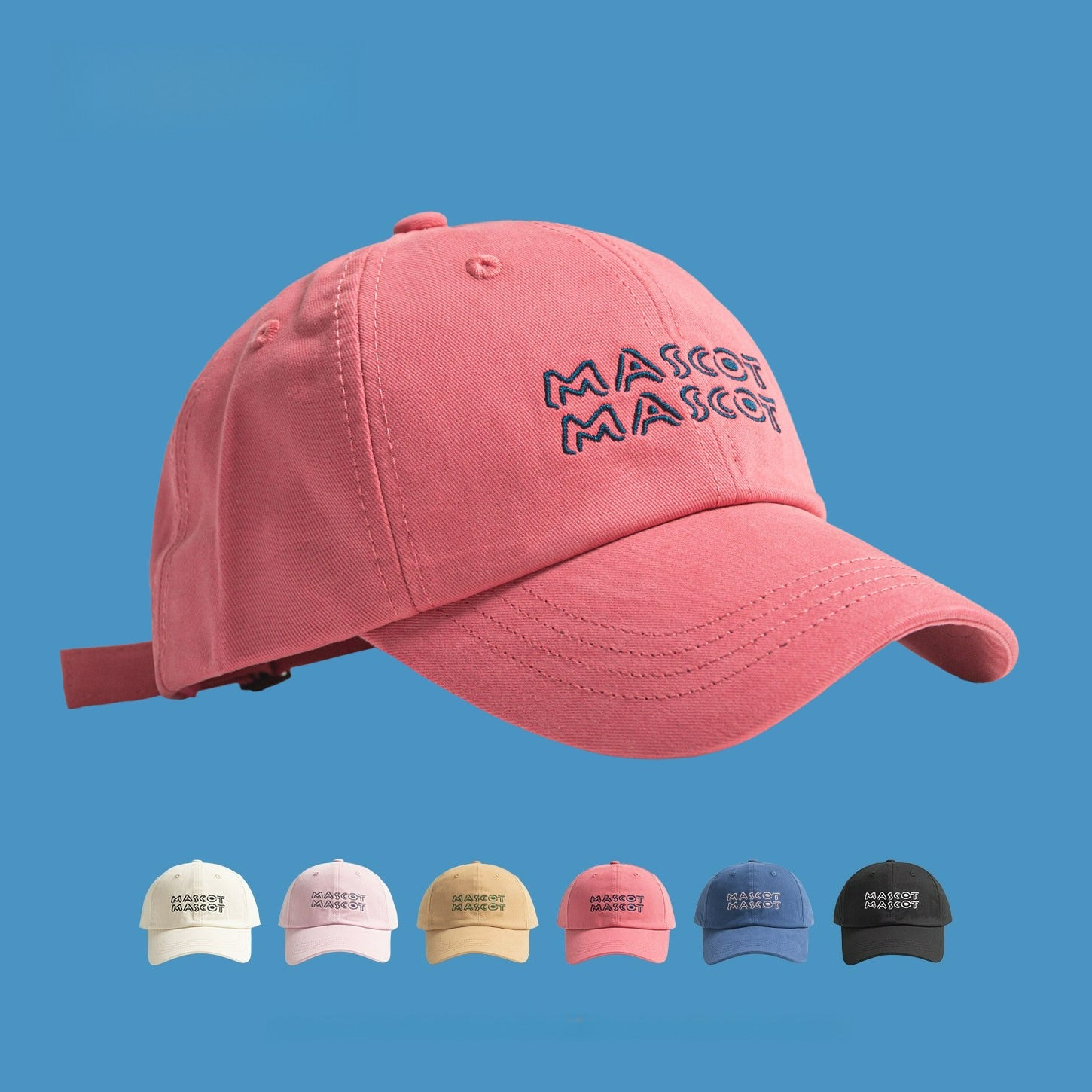 MASCOT | Letter Embroidered Solid Baseball Cap