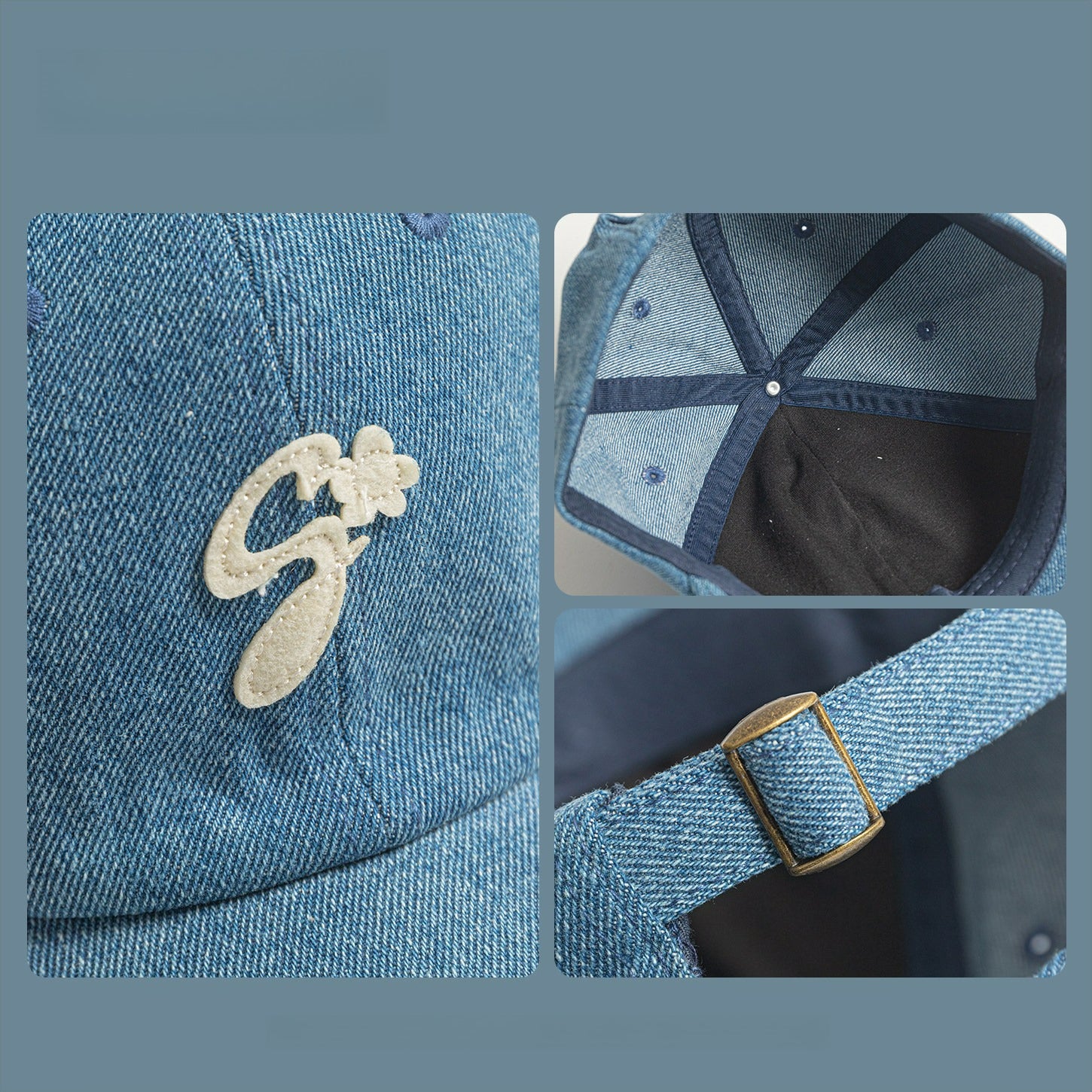 Denim Cap Embroidered Letter Baseball Cap