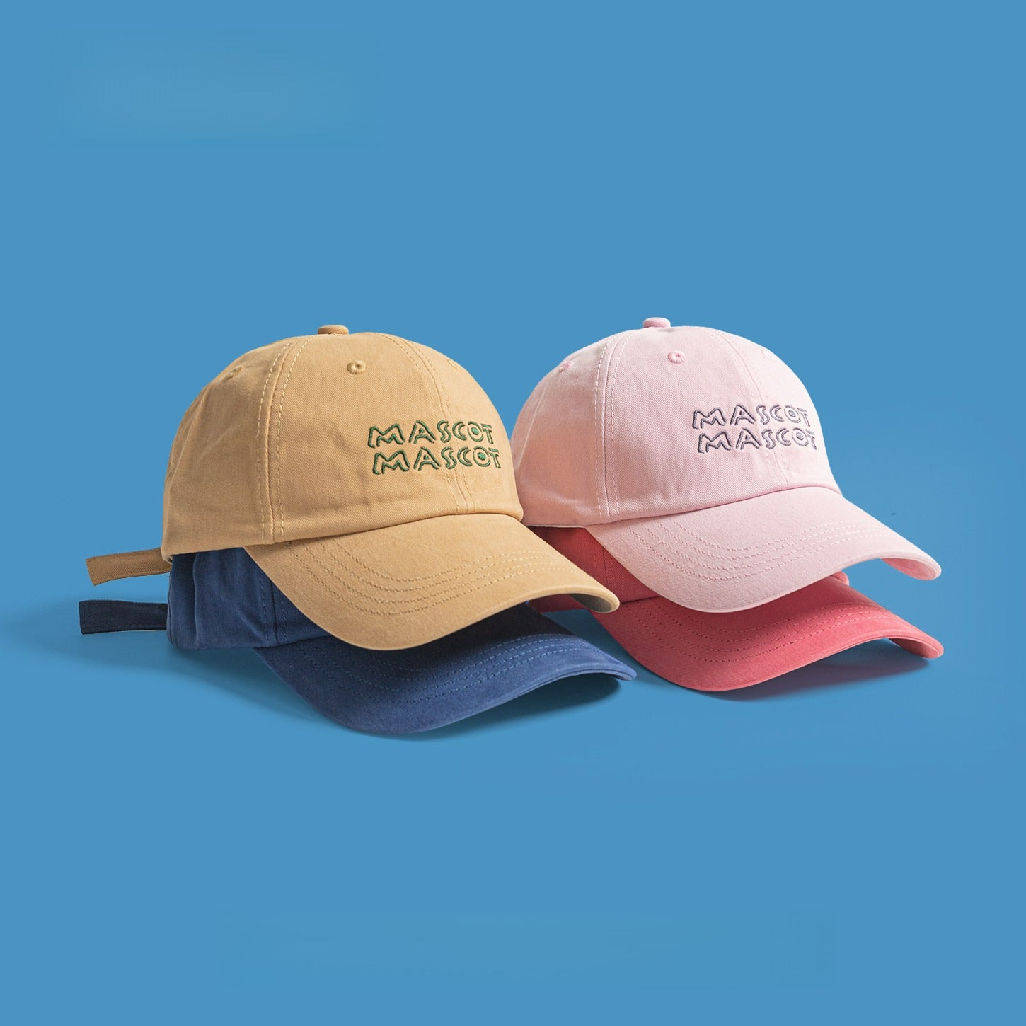 MASCOT | Letter Embroidered Solid Baseball Cap