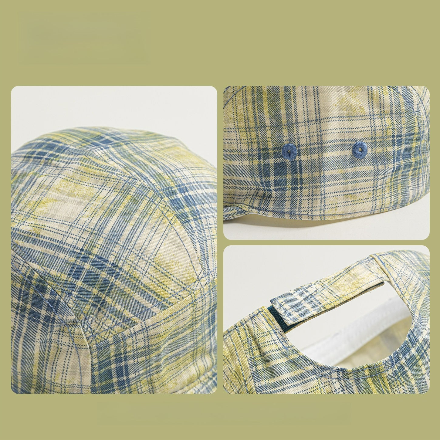 Soft-brimmed Retro Plaid Baseball Cap