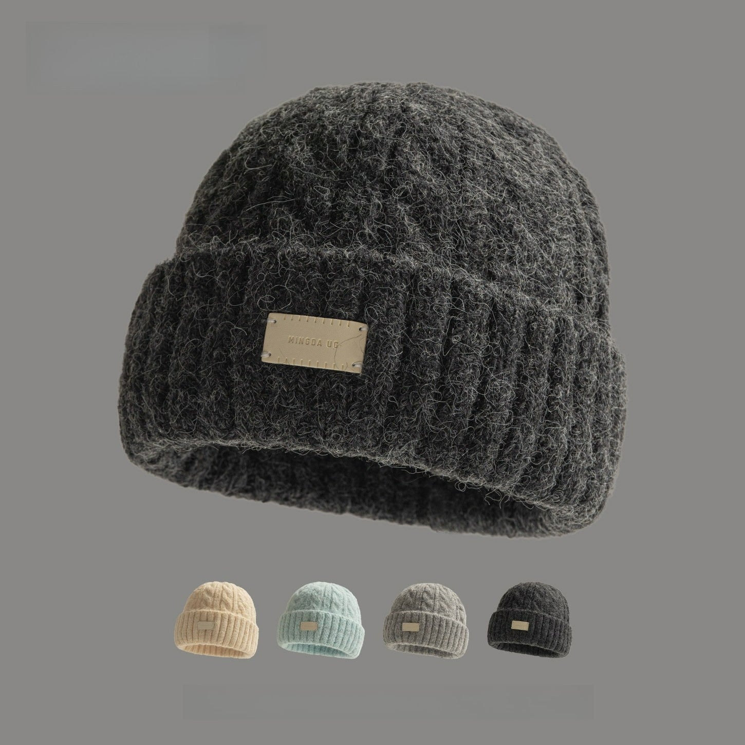 Fashionable Leather Label Wool Hat