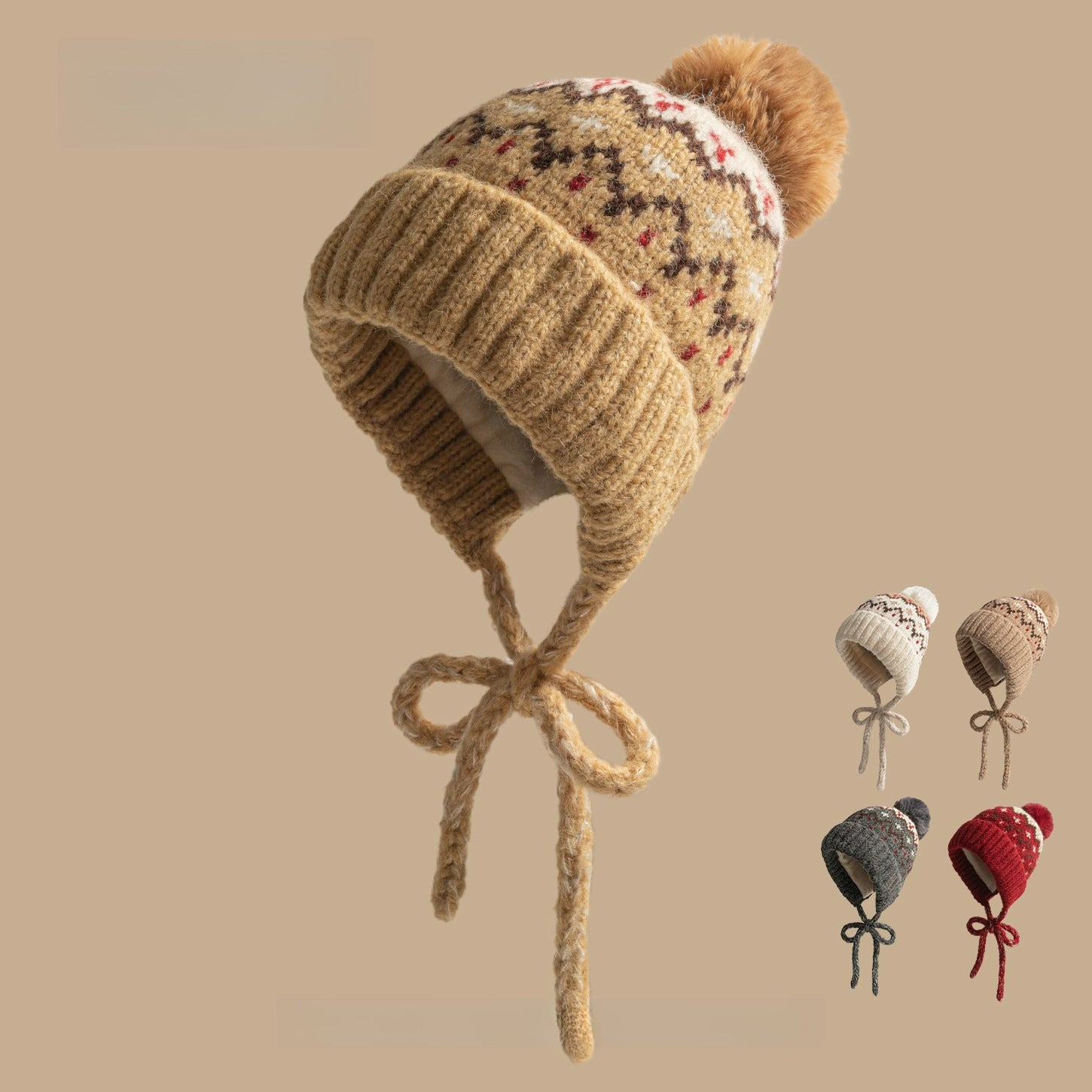 Jacquard Wool Windproof Ear Protection Knitted Hat