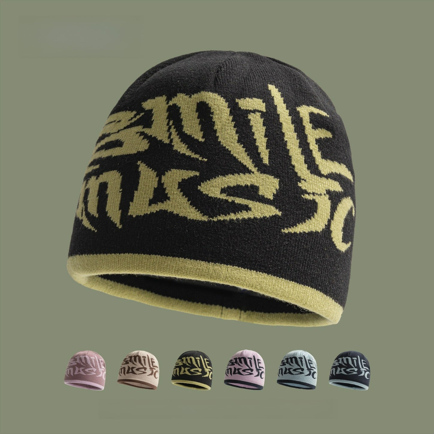 Ear Protection Letter Jacquard Wool Hat