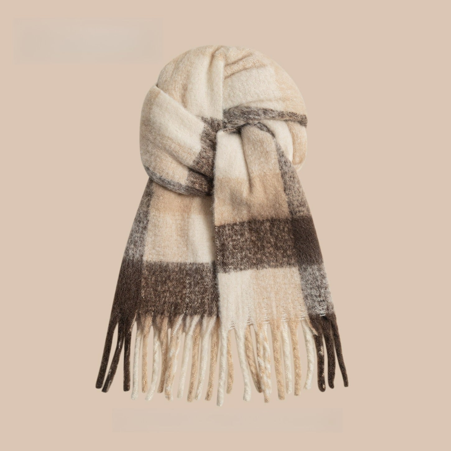 Contrasting Color Mohair Scarf