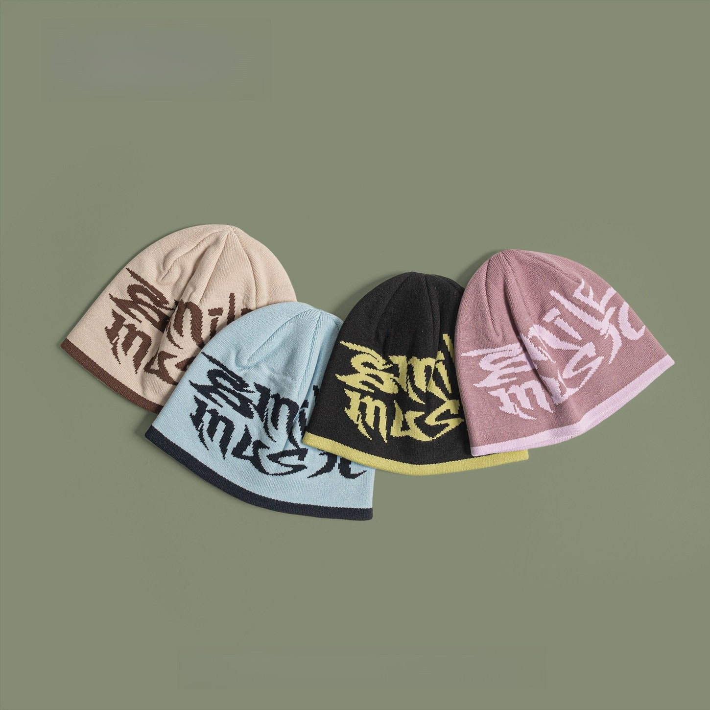 Ear Protection Letter Jacquard Wool Hat