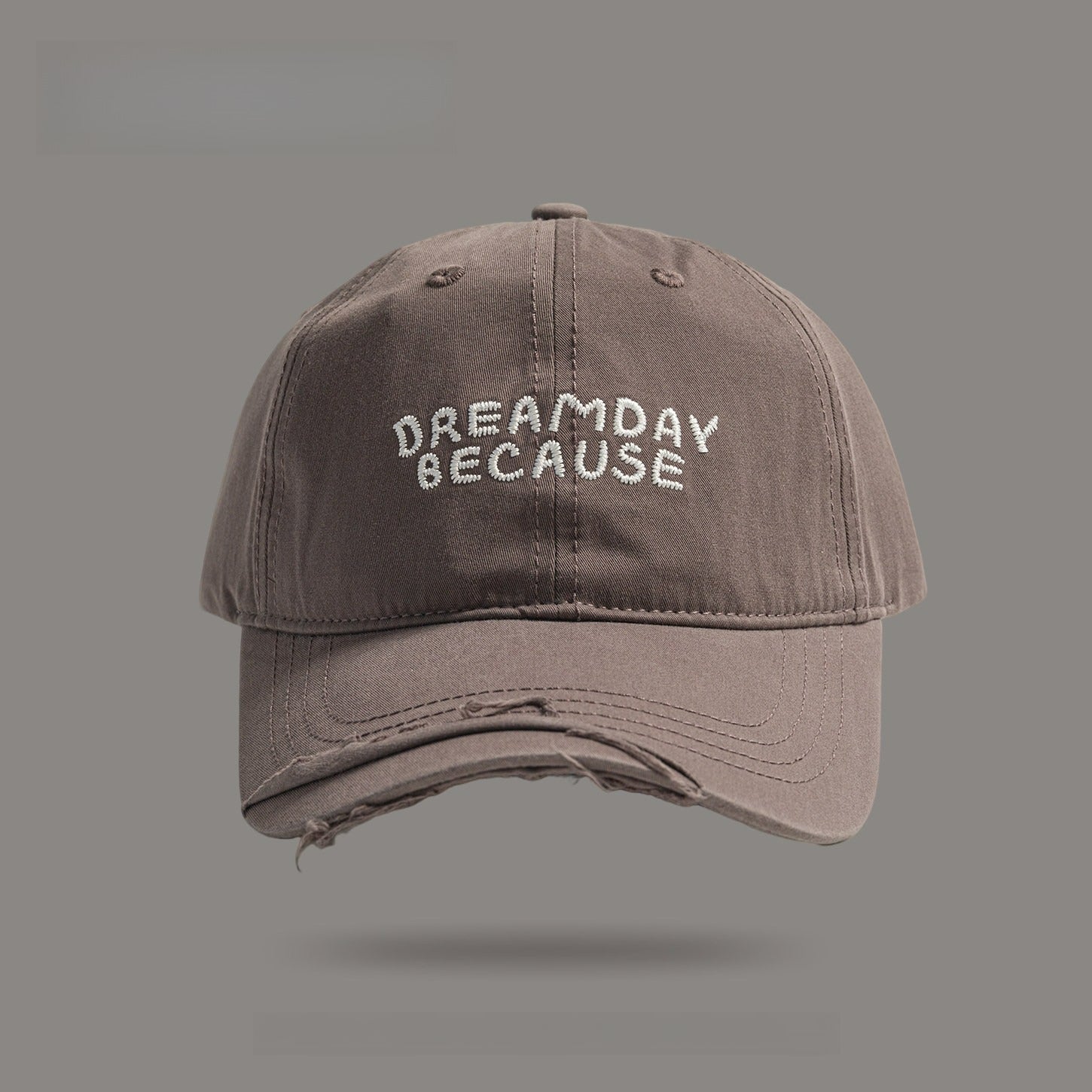 DREAMDAY BECAUSE | Retro Alphabet Embroidery Ripped Baseball Cap