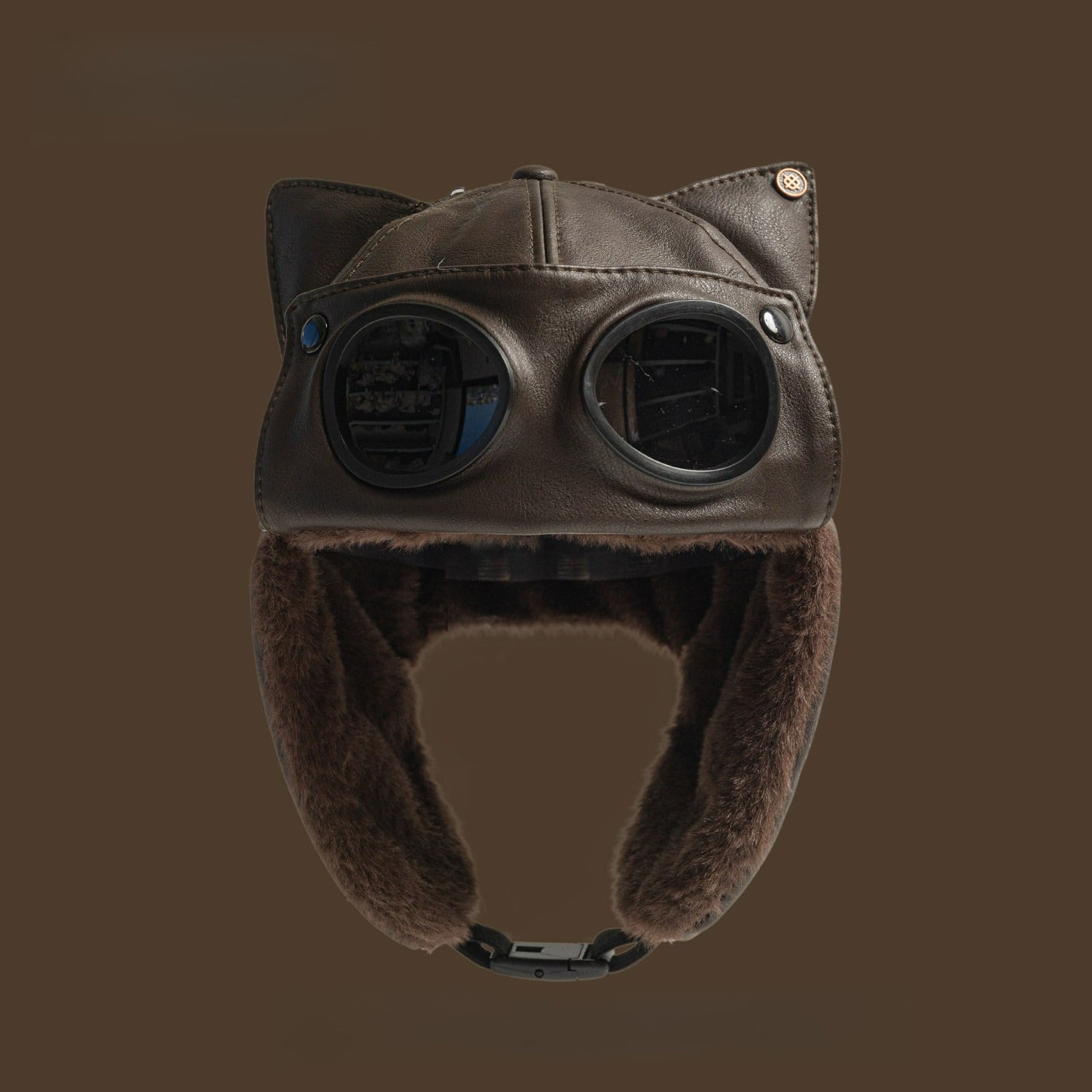 Pu Leather Cat Ear Sunglasses Trendy Cool Pilot Hat