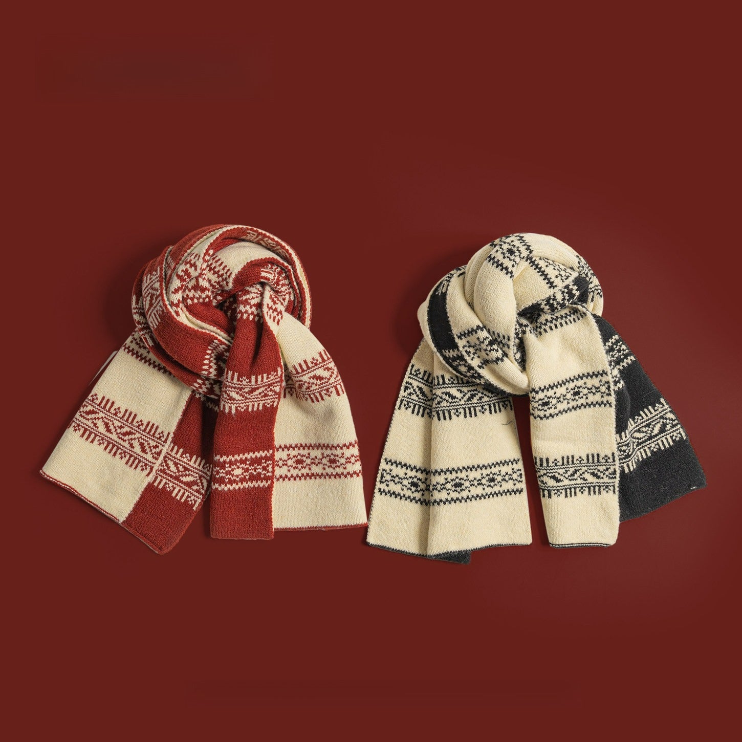 Double-sided Jacquard Warm Scarf