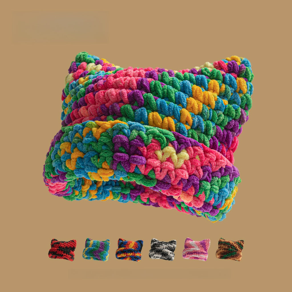 Dopamine Color Coarse Wool Knitted Hat