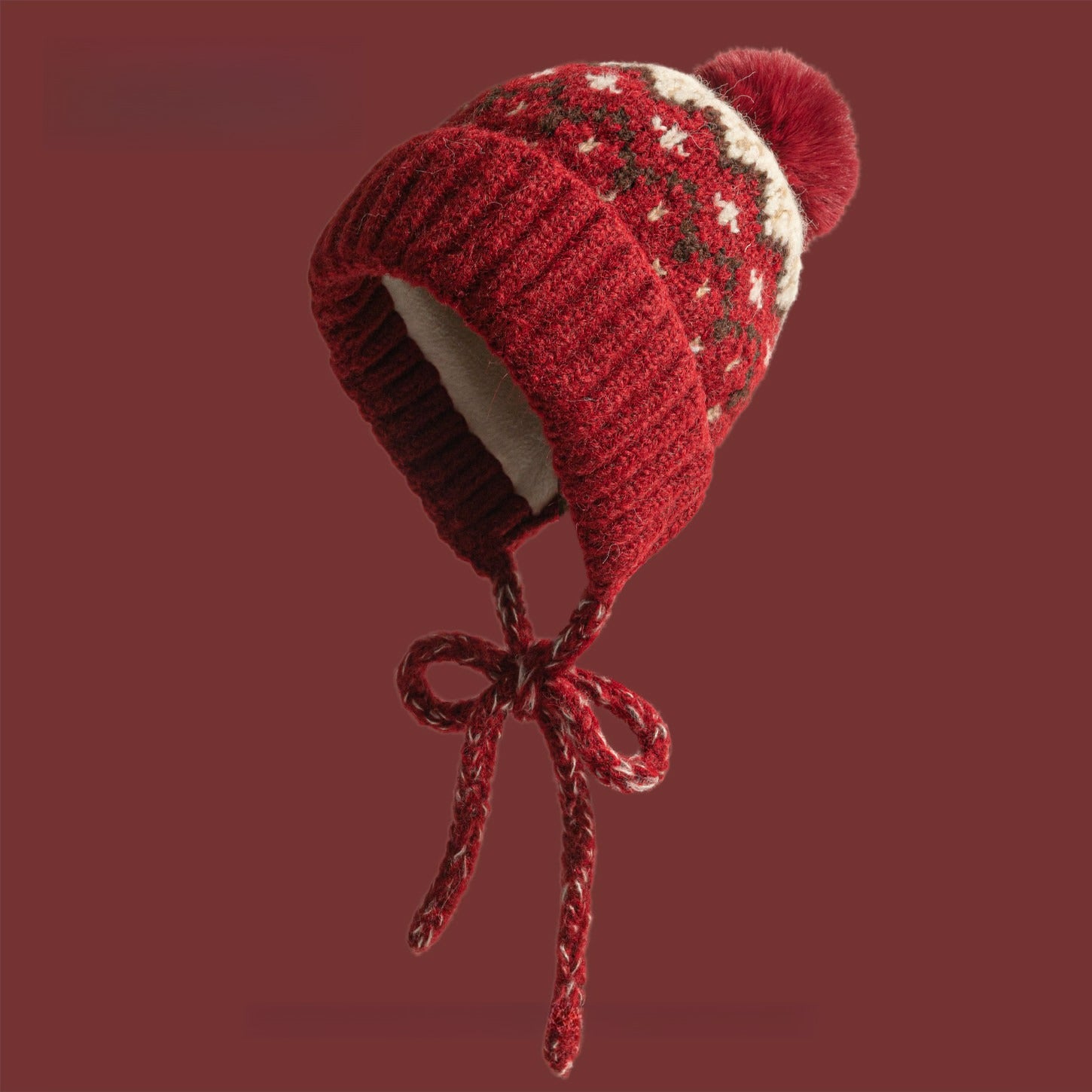Jacquard Wool Windproof Ear Protection Knitted Hat