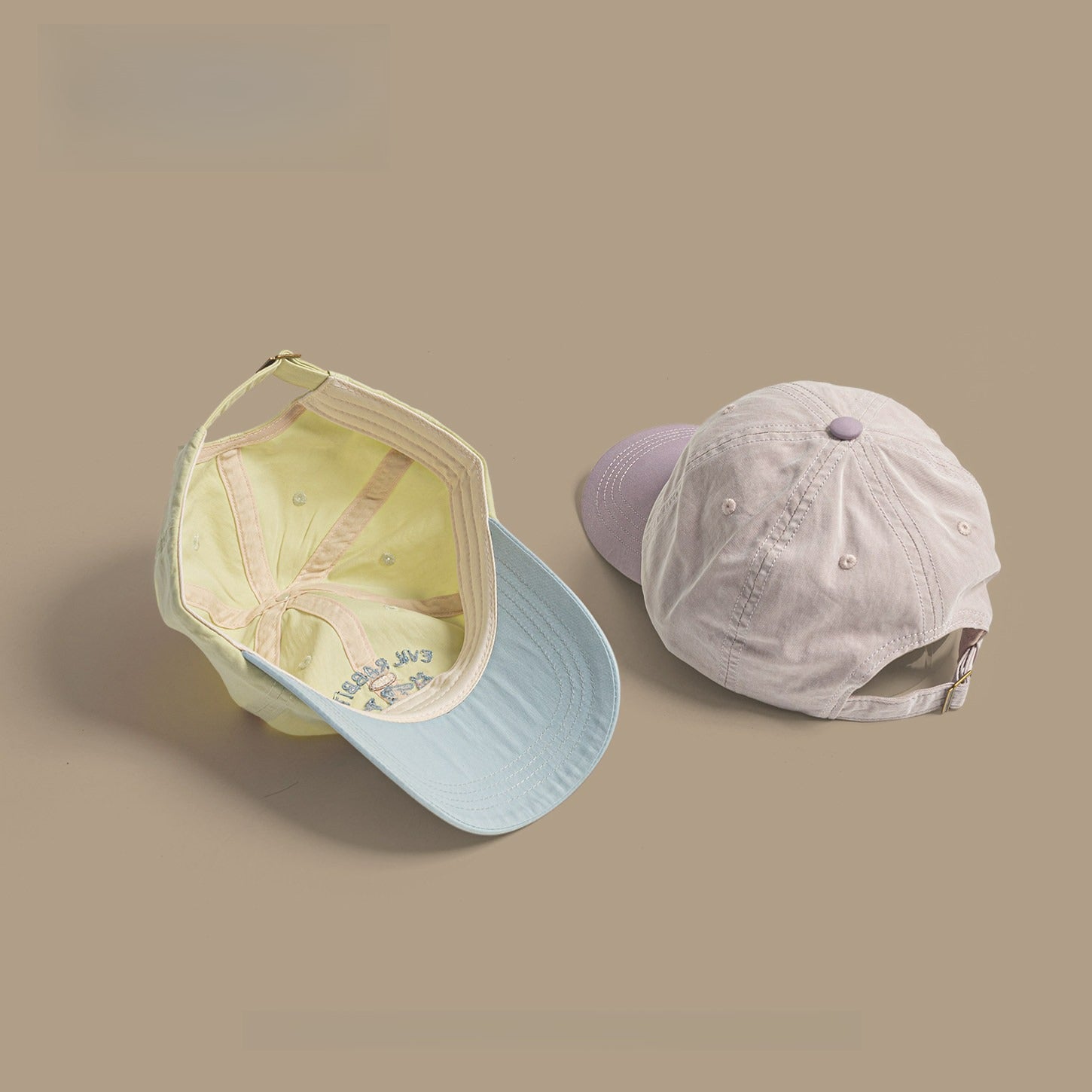 Cute Rabbit Embroidery Color Block Hat
