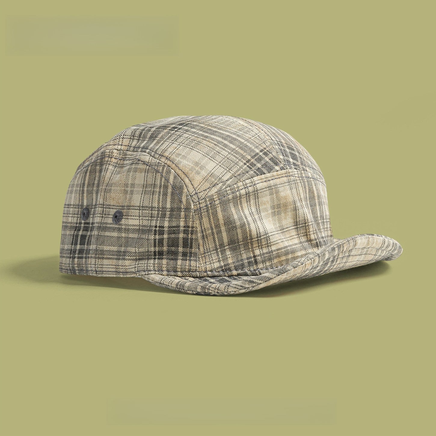 Soft-brimmed Retro Plaid Baseball Cap
