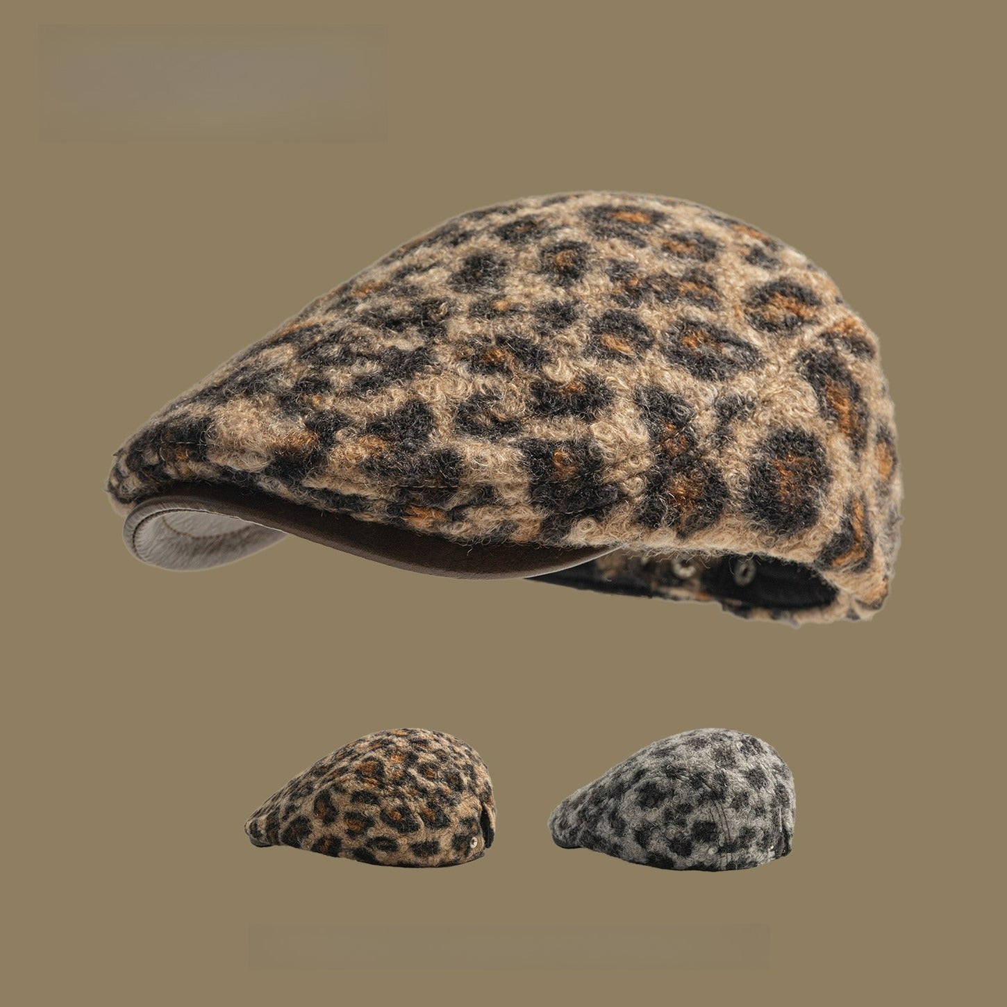 Retro Leopard Print Beret Hat