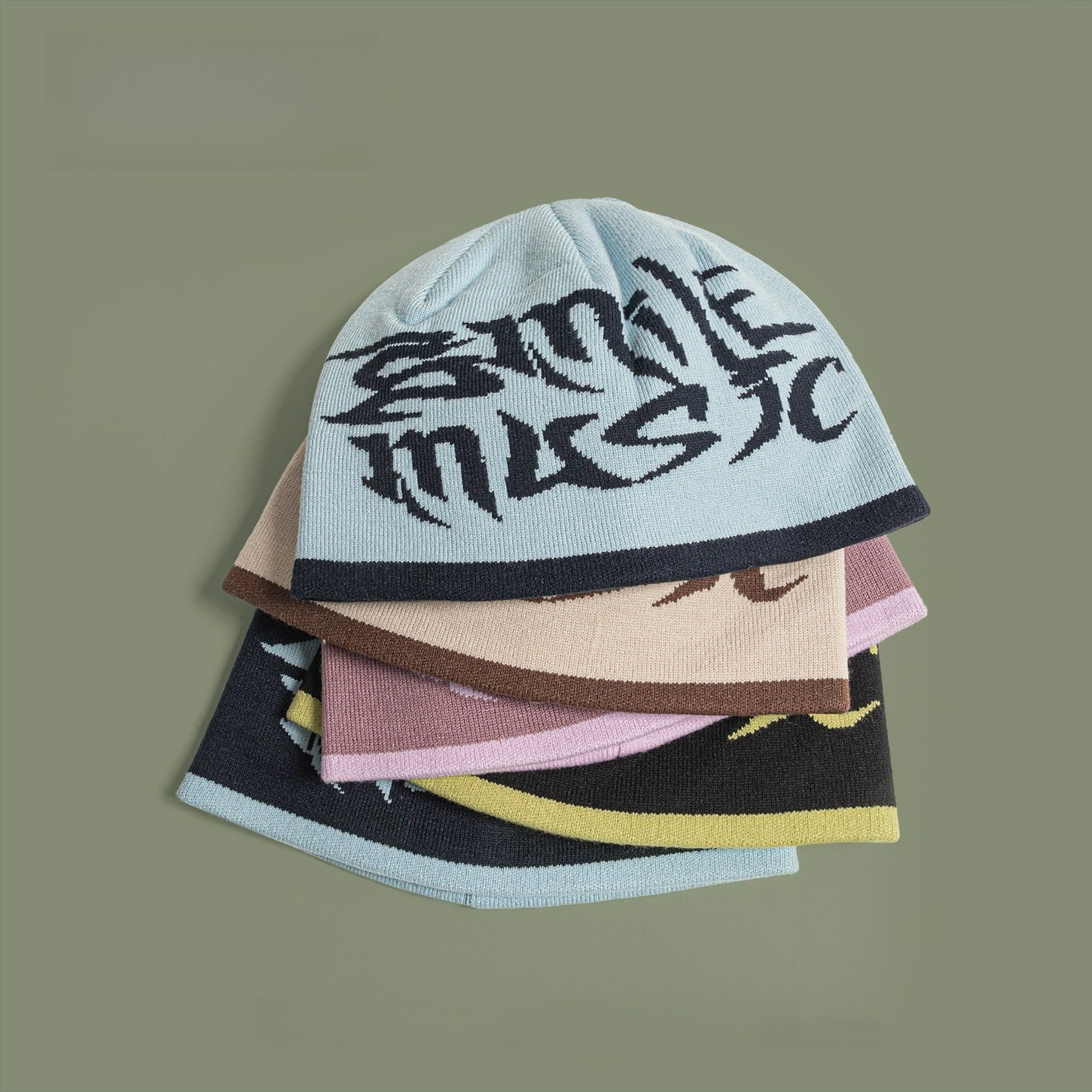 Ear Protection Letter Jacquard Wool Hat