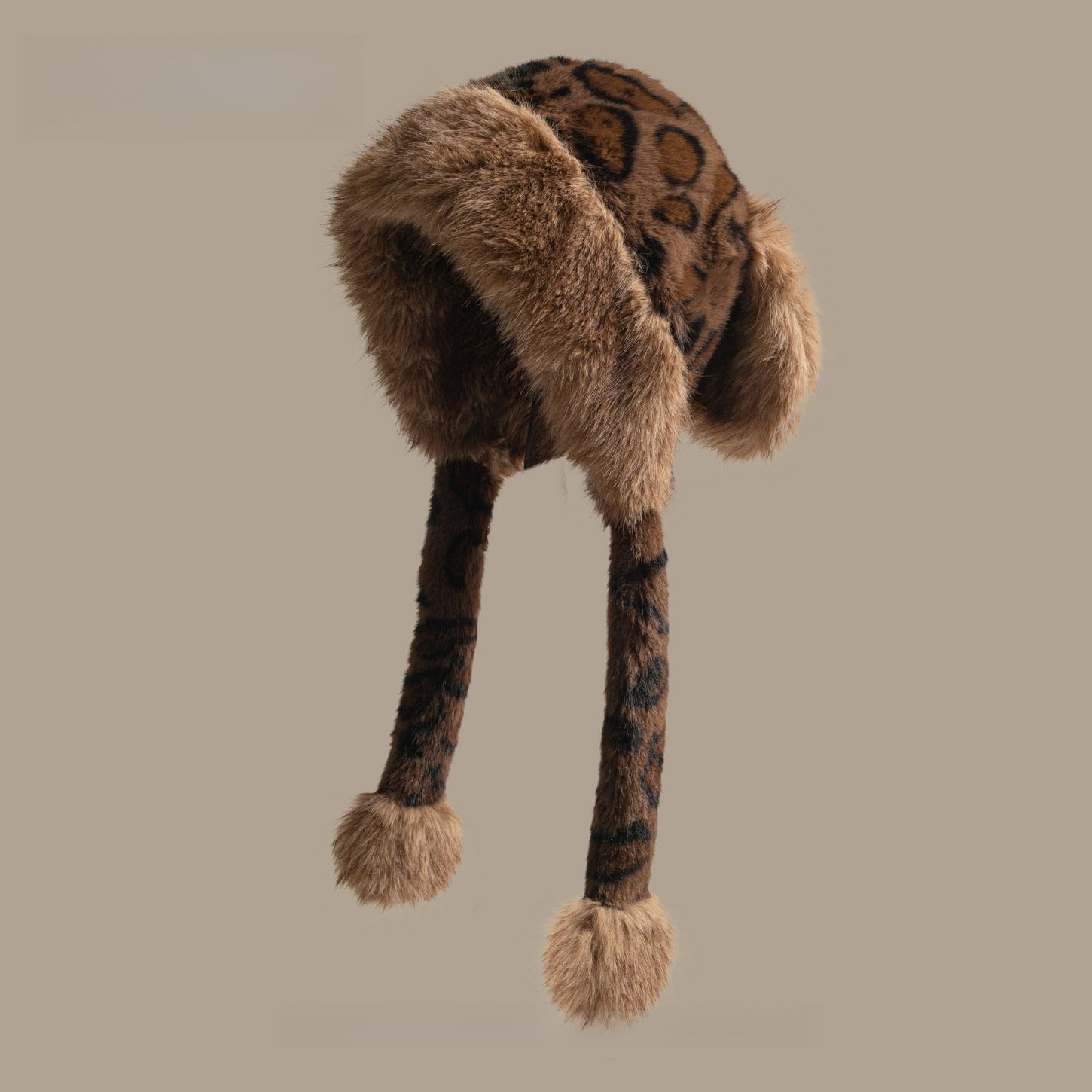 Leopard Print Cute Ears Plush Hat