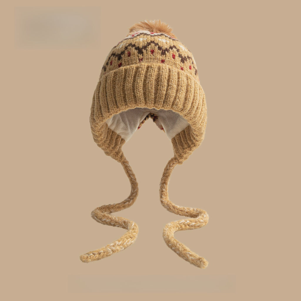 Jacquard Wool Windproof Ear Protection Knitted Hat