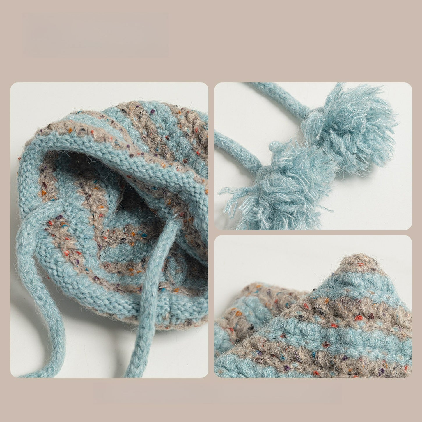 Cute Cat Ear Striped Knitted Hat