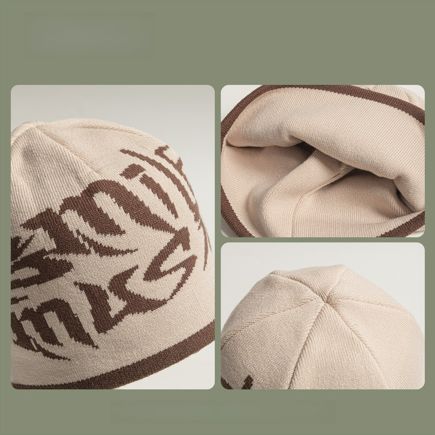 Ear Protection Letter Jacquard Wool Hat